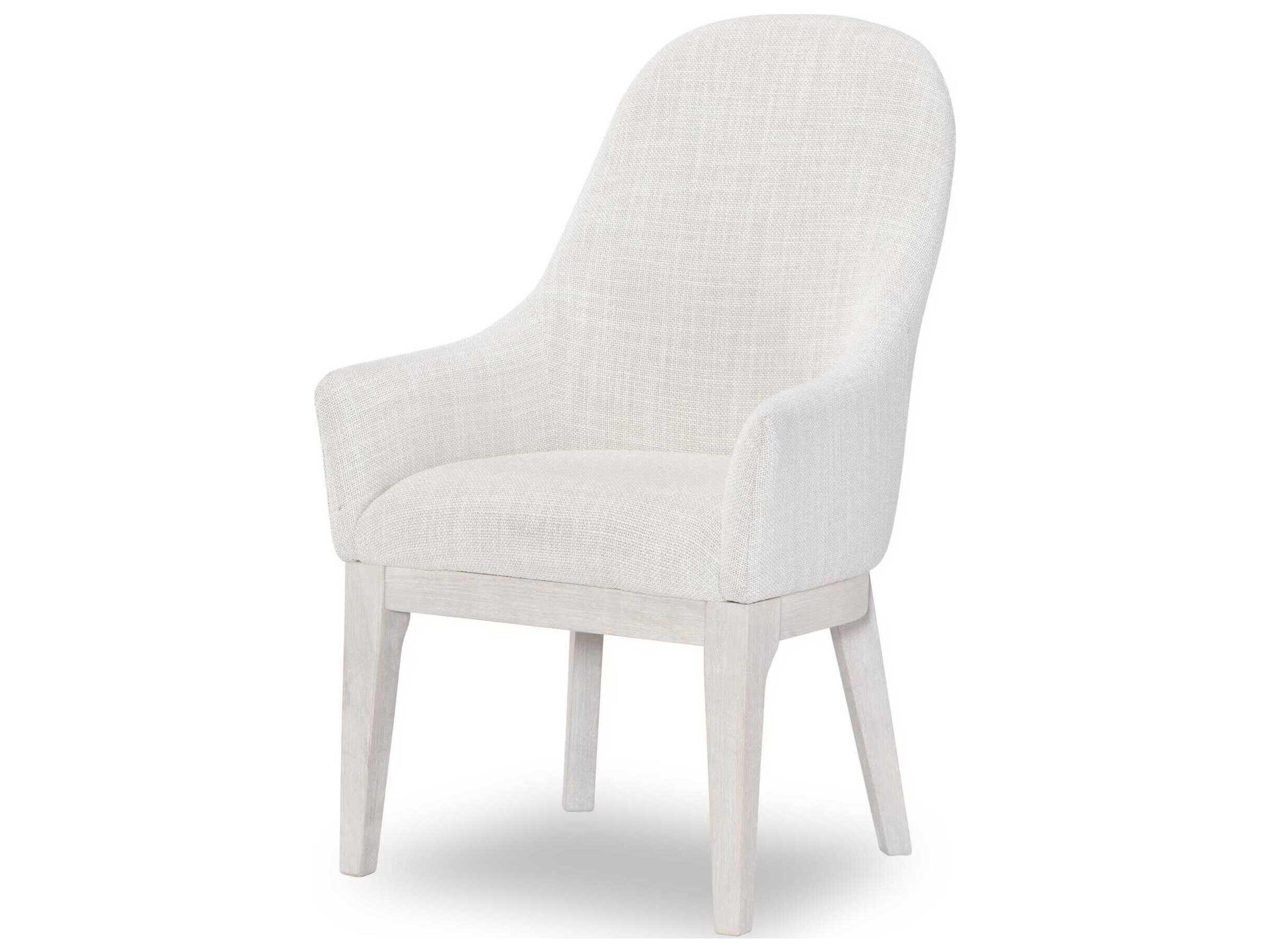 Legacy Classic Harmony Ash Wood White Upholstered Arm Dining Chair