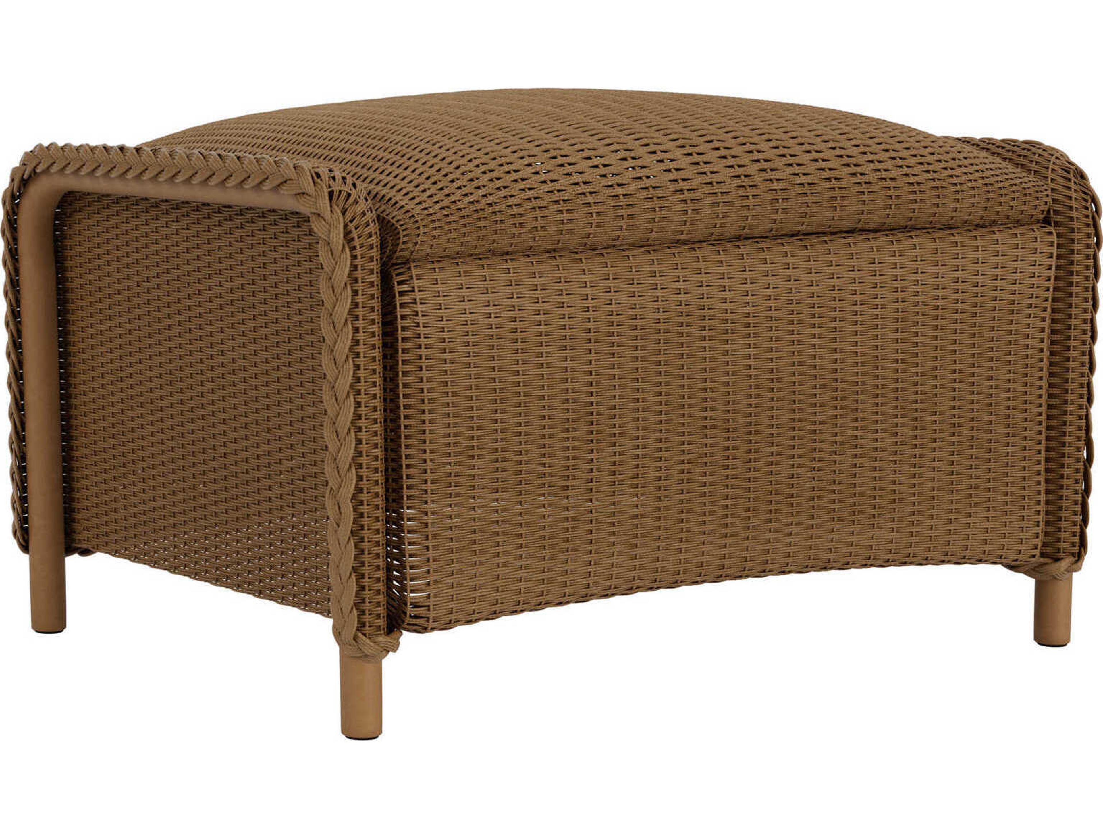 Lloyd Flanders Reflections Wicker Outdoor Patio Ottoman with Padded Seat