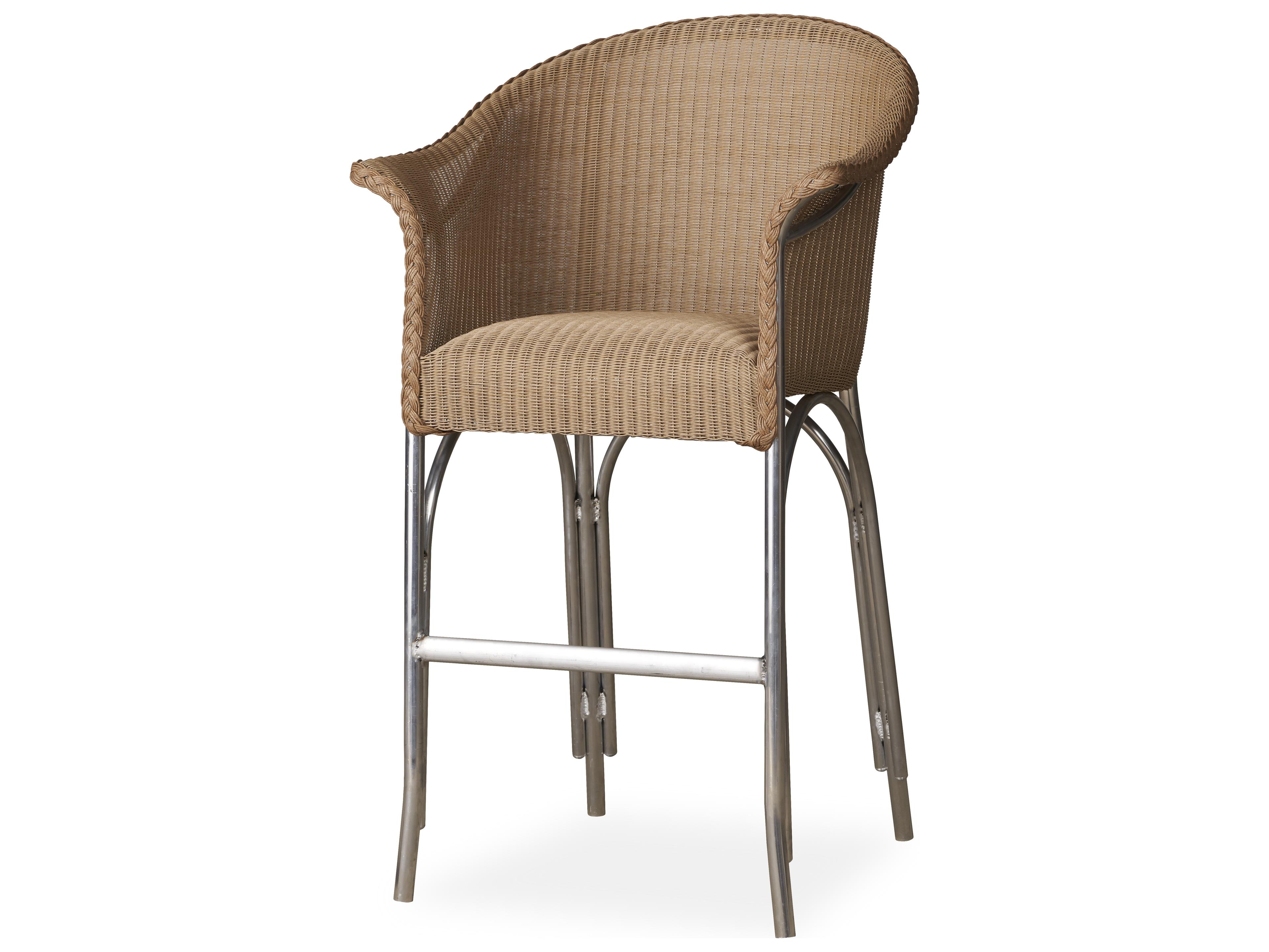 Lloyd Flanders All Seasons Wicker Outdoor Patio Bar Stool with Padded Seat