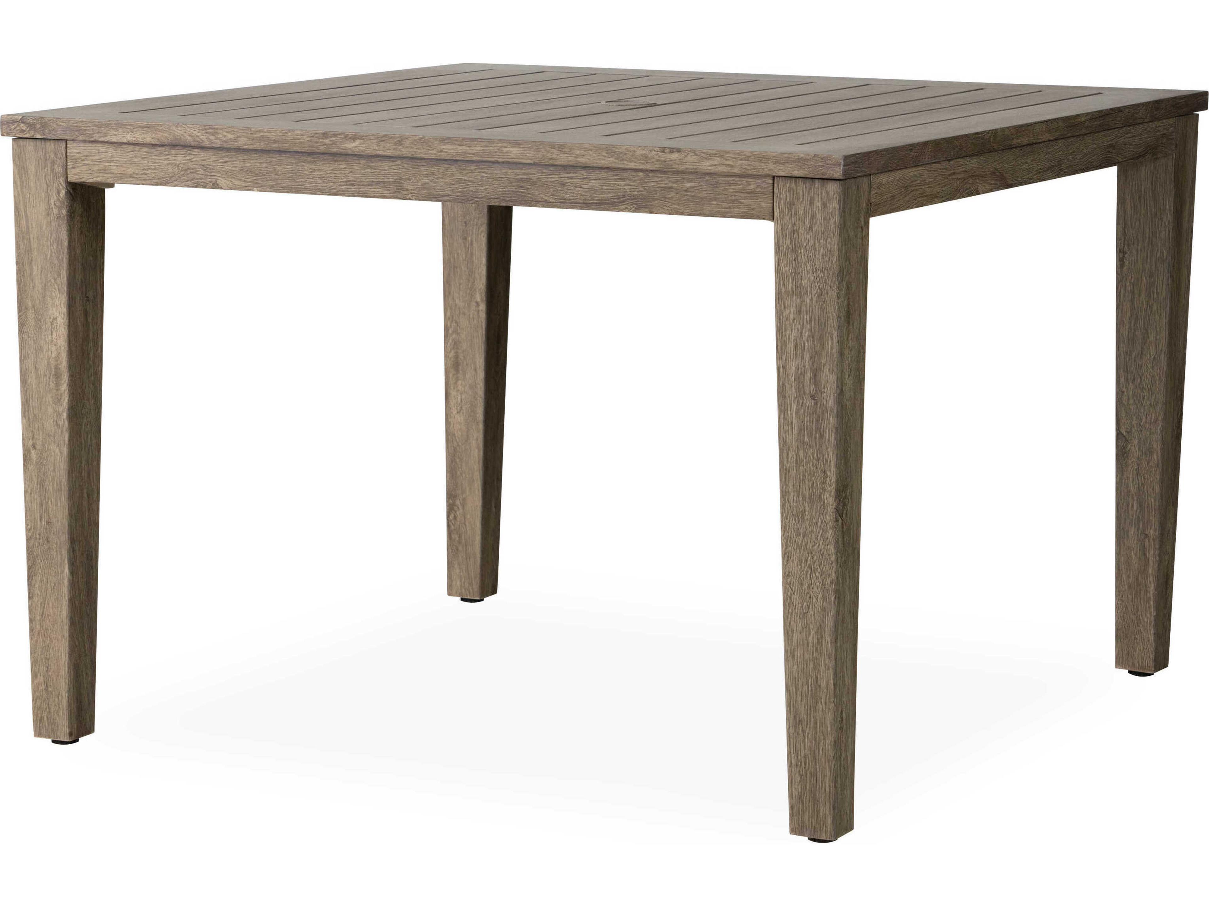 Lloyd Flanders Frontier Aluminum Square Outdoor Patio Dining Table with Umbrella Hole