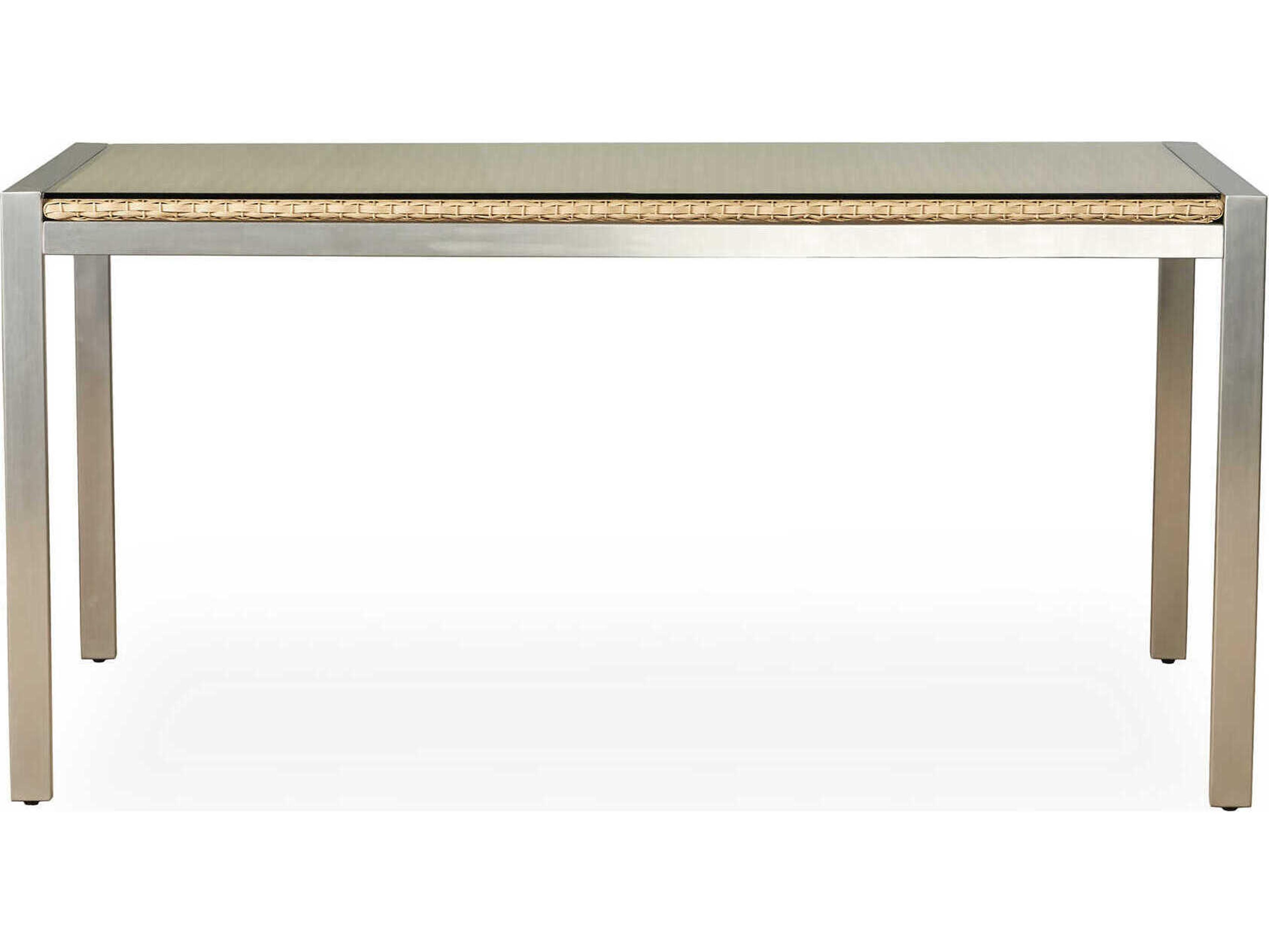 Lloyd Flanders Elements Steel Wicker Rectangular Lay-On Glass Top Patio Dining Table