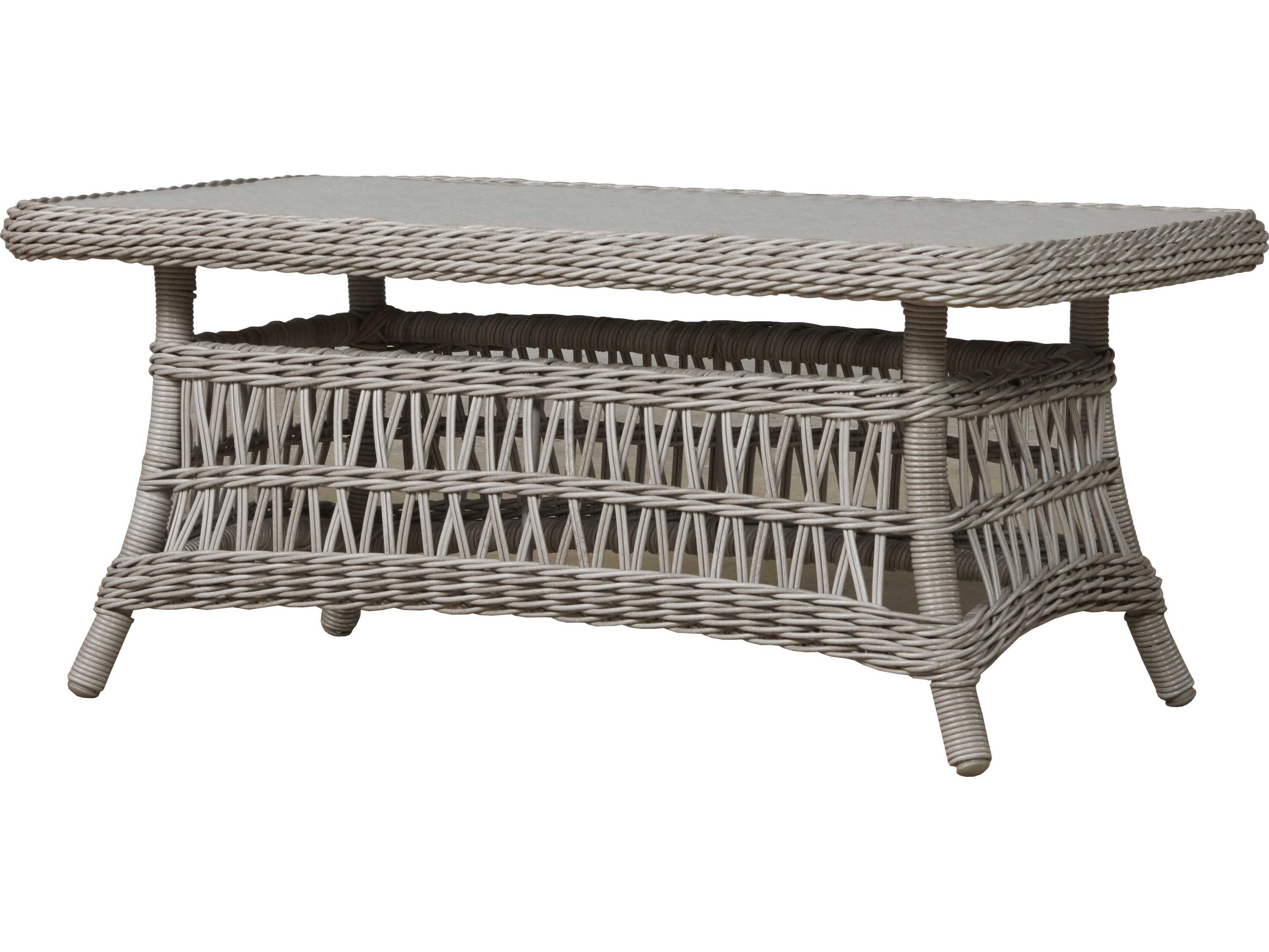 Lloyd Flanders Mackinac Rectangular Lay-On Glass Top Patio Coffee Table