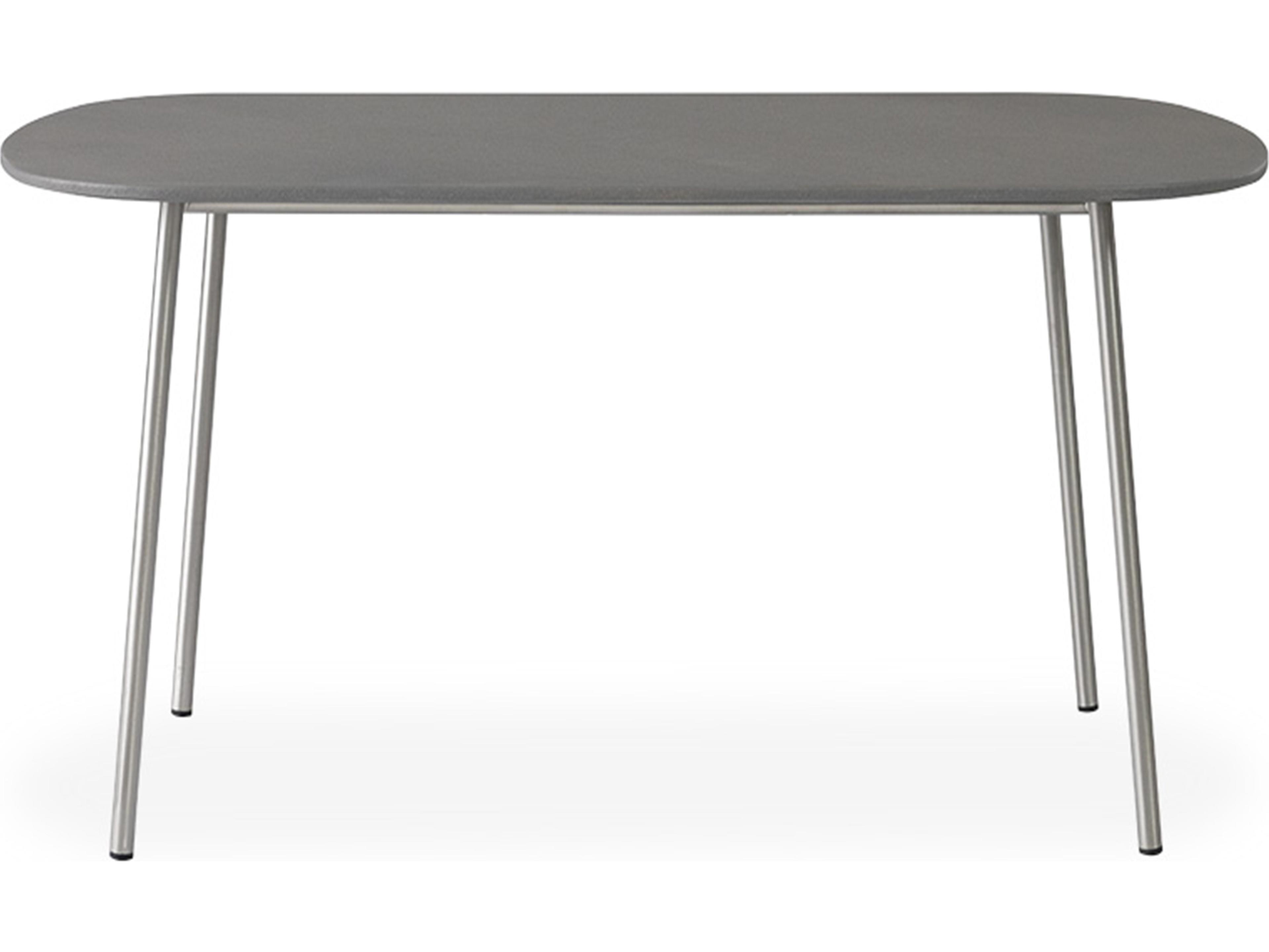 Lloyd Flanders Elevation Stainless Steel Oval Light Gray Corian Top Patio Coffee Table