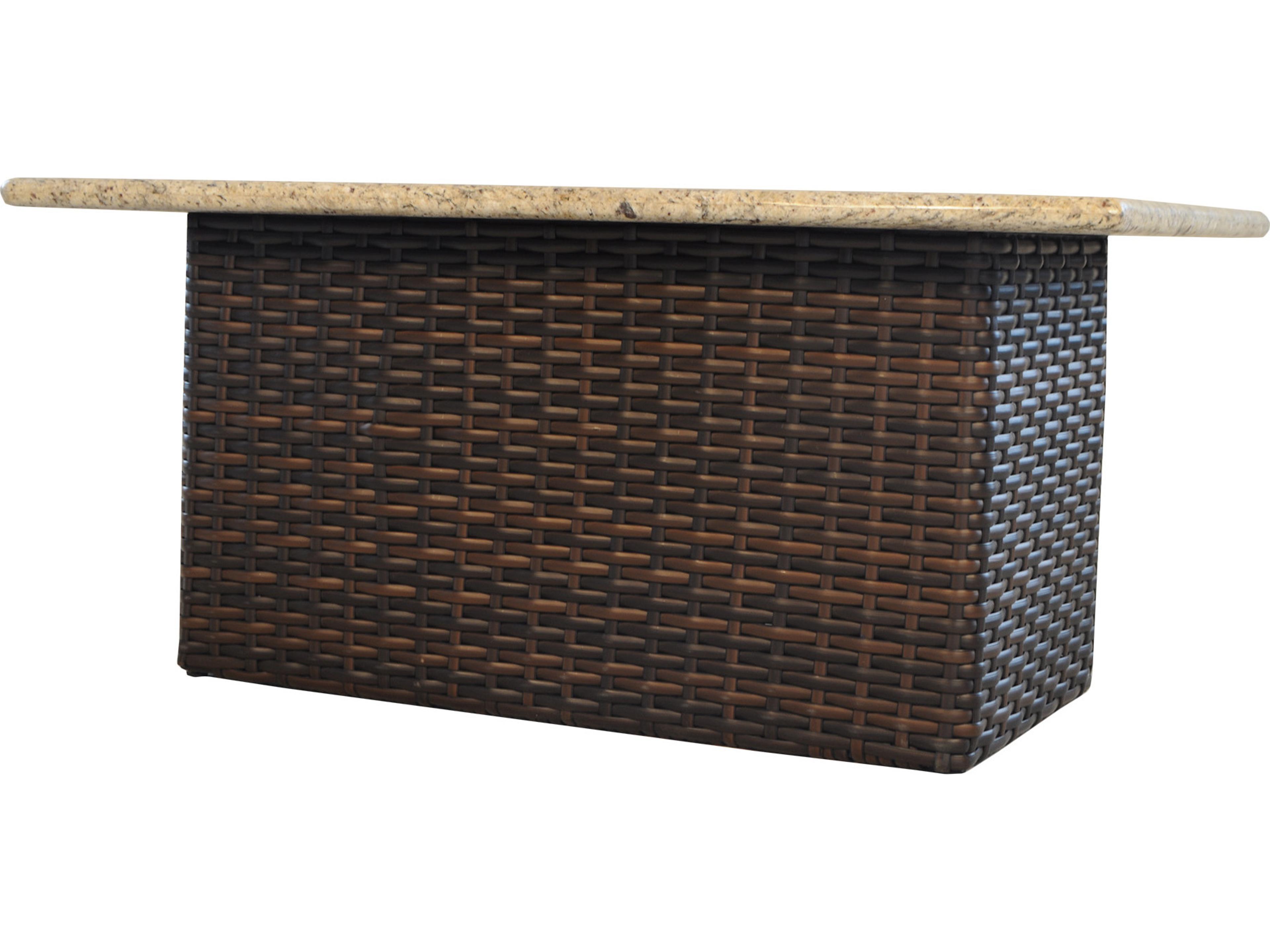 Lloyd Flanders Contempo Wicker Rectangular Stone Patio Fire Pit Table