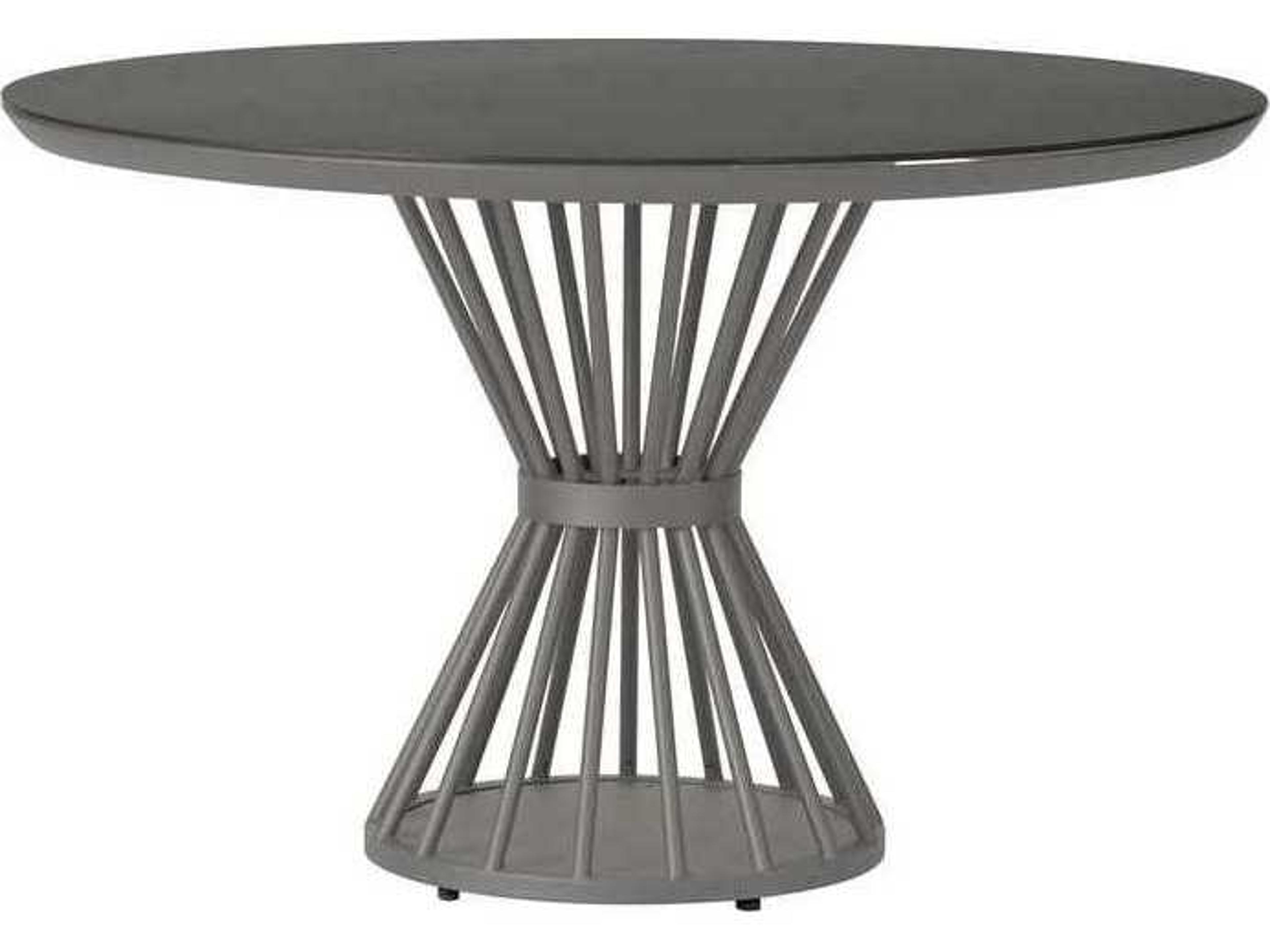 Lloyd Flanders Universal Accessories Aluminum Diameter Round Dining Table with Stone Top
