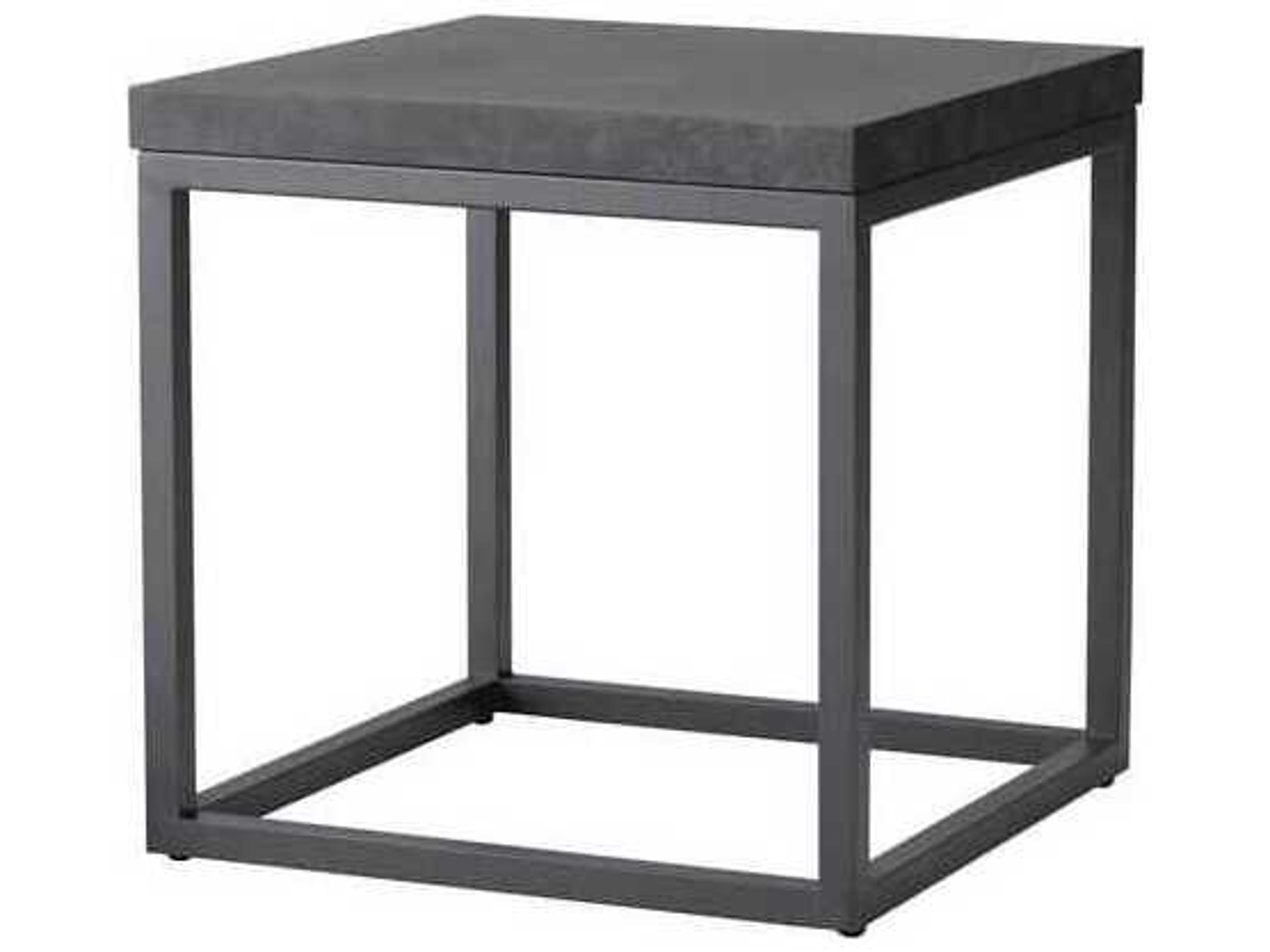 Lloyd Flanders Universal Accessories Aluminum Square End Table with Matte Anthracite frame and Black Ceramic top