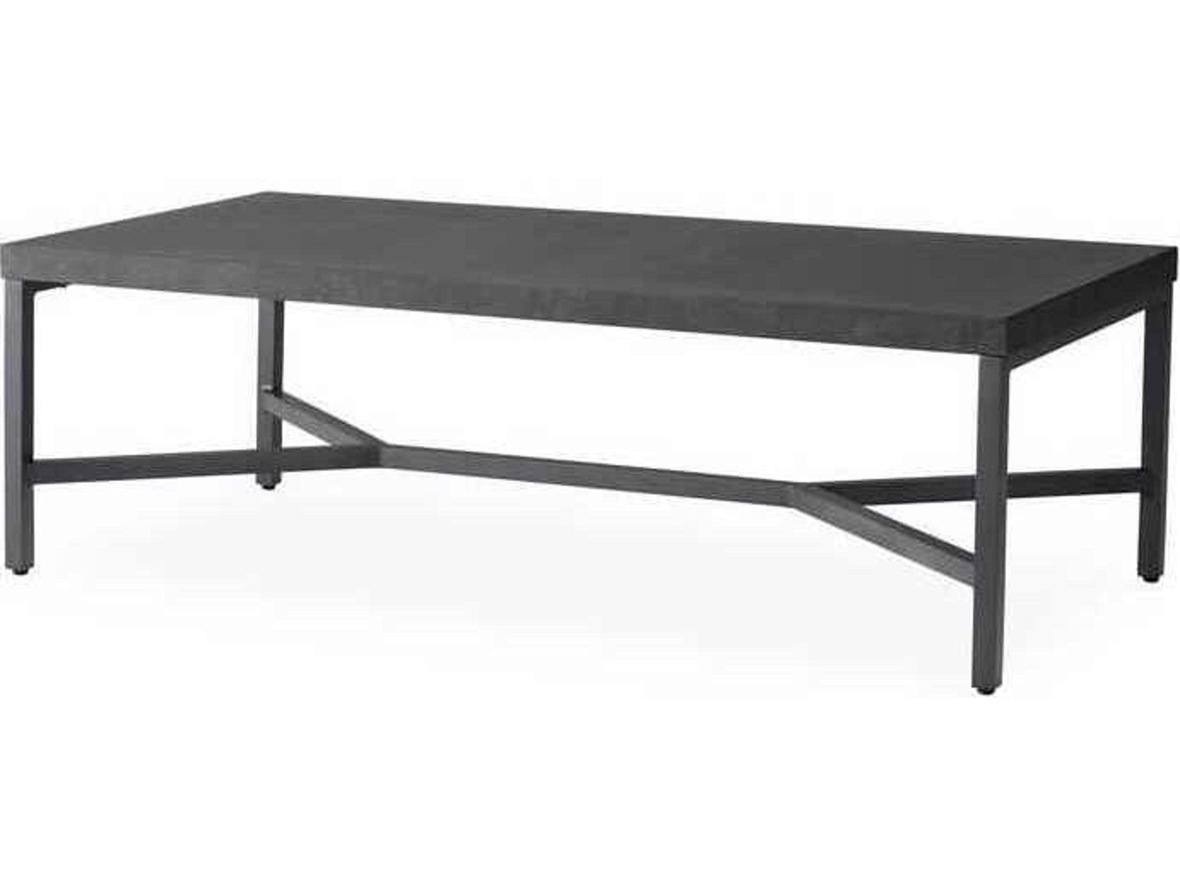 Lloyd Flanders Universal Accessories Aluminum Rectangular Cocktail Table with Matte Anthracite frame and Black Ceramic top