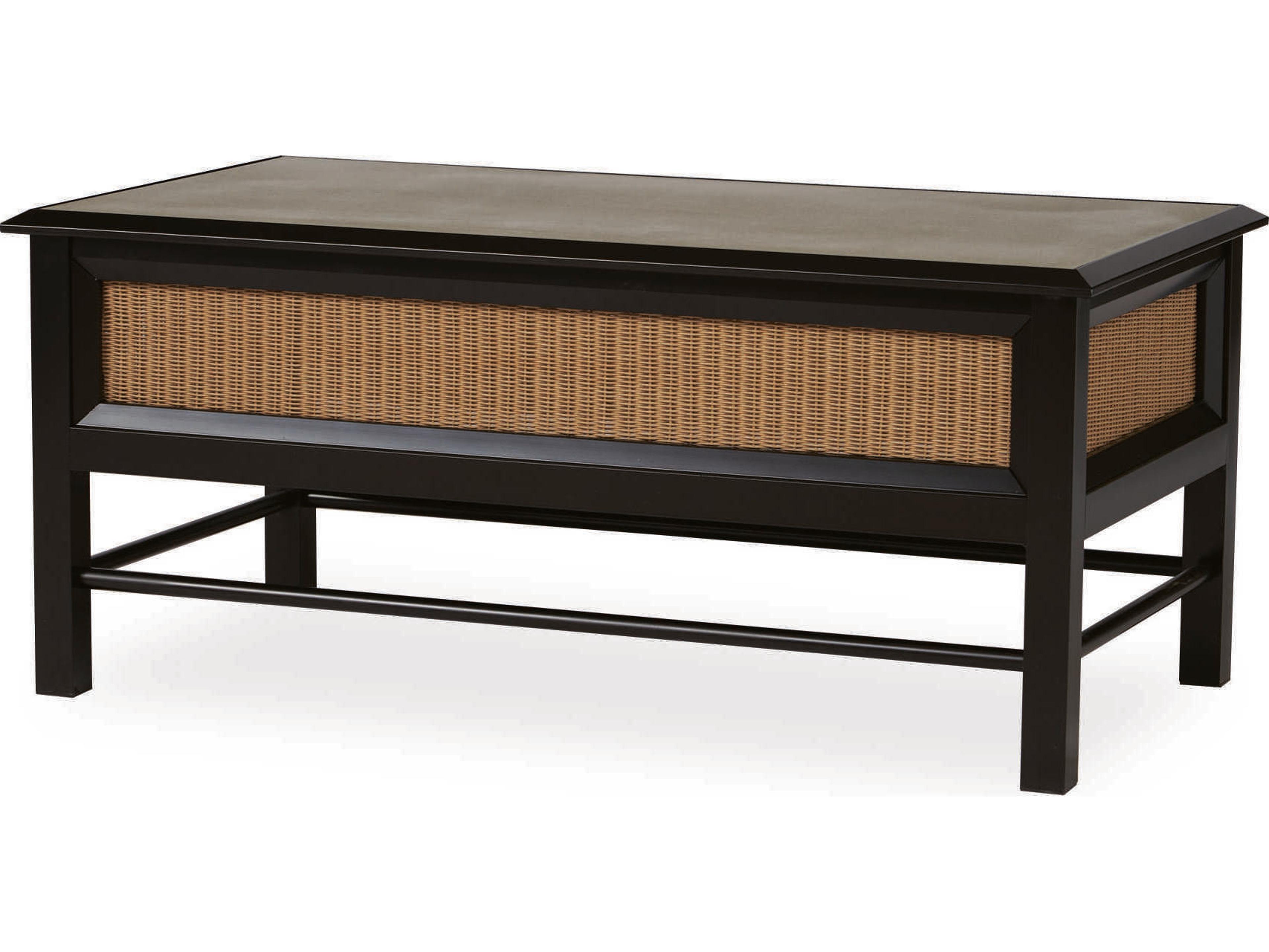 Lloyd Flanders All Seasons Aluminum Wicker Rectangular Glass Top Outdoor Coffee Table