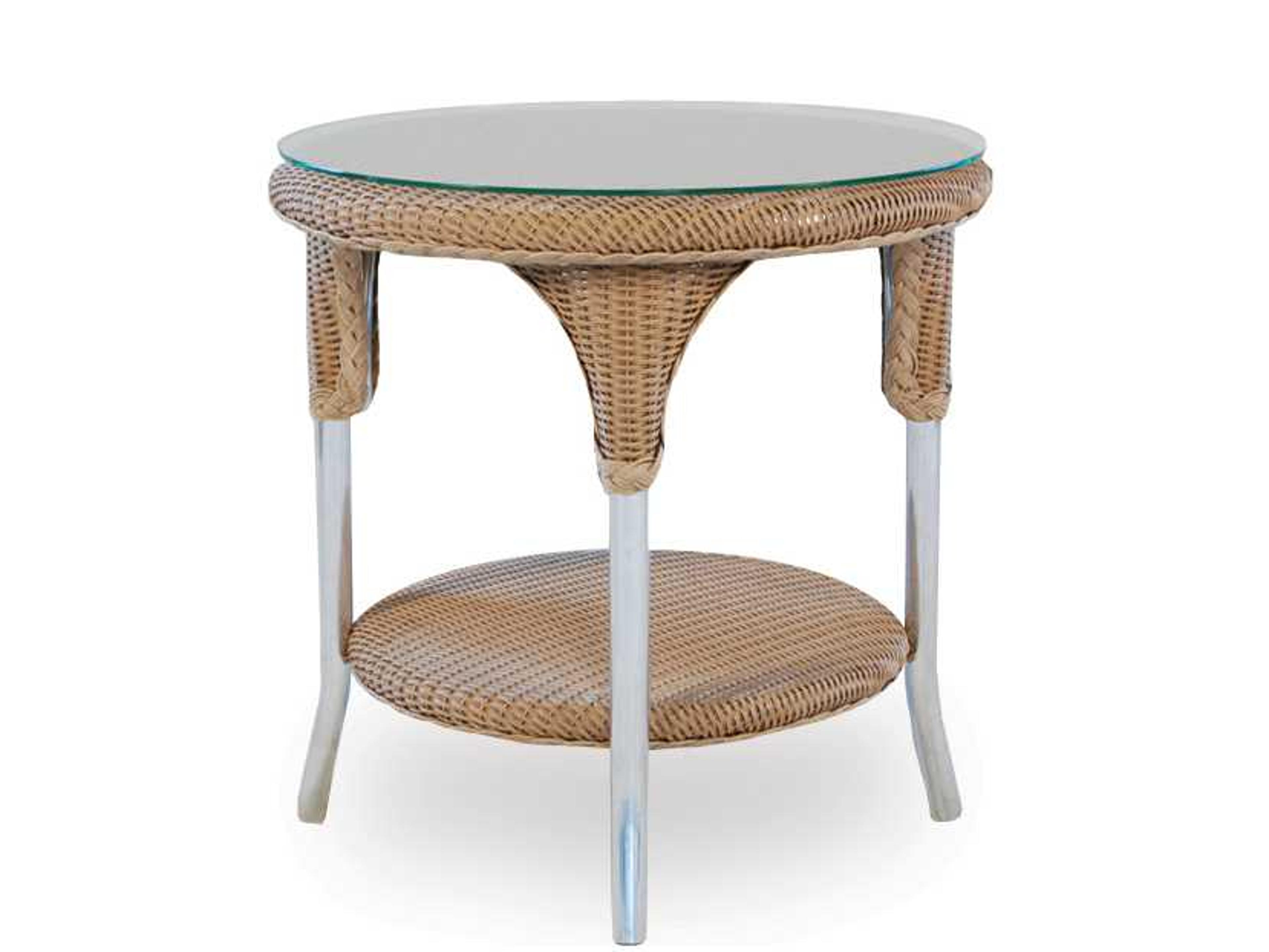 Lloyd Flanders Wicker Round Outdoor End Table