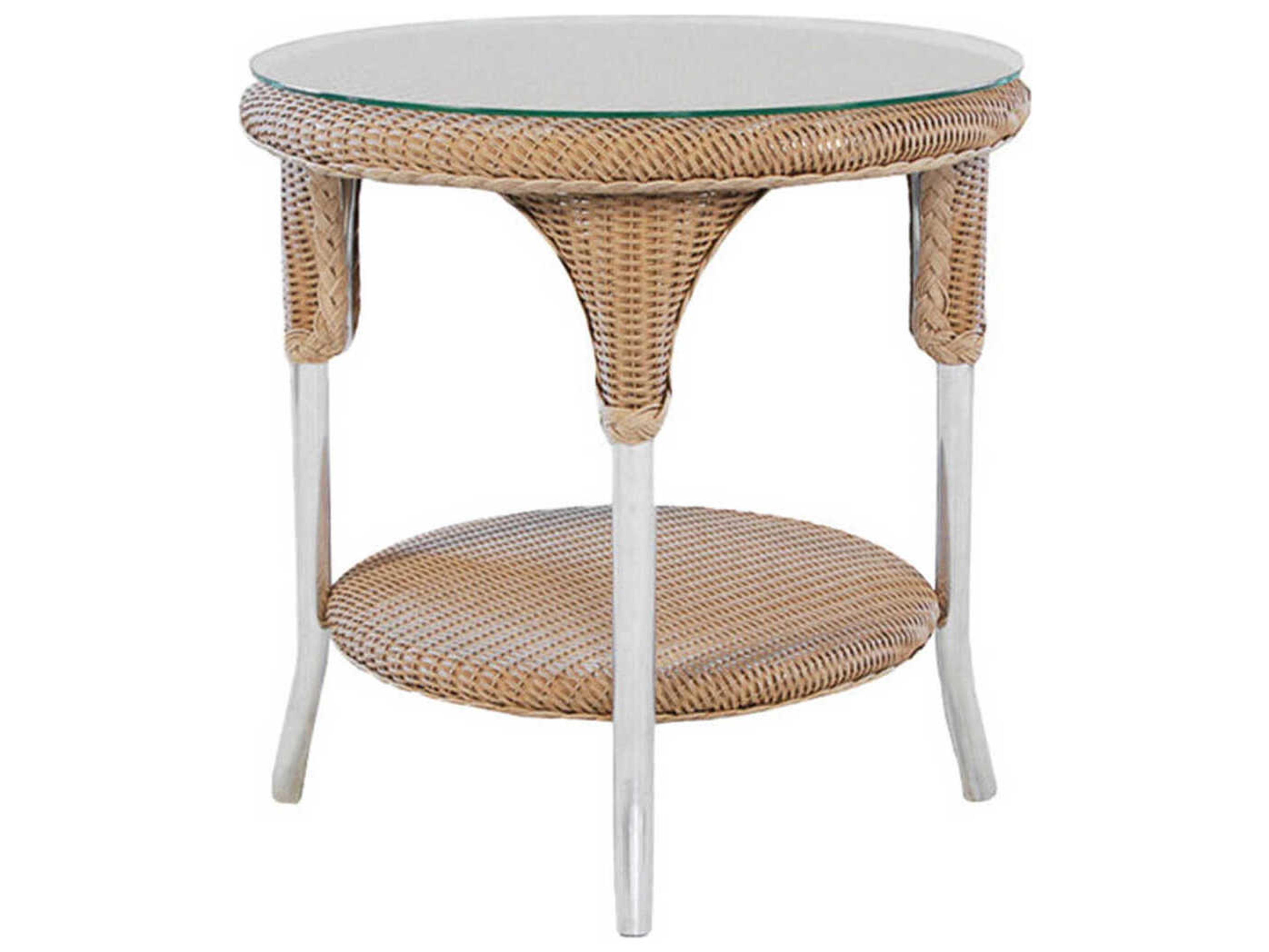 Lloyd Flanders Quick Ship Weekend Retreat Wicker Round Outdoor Patio End Table