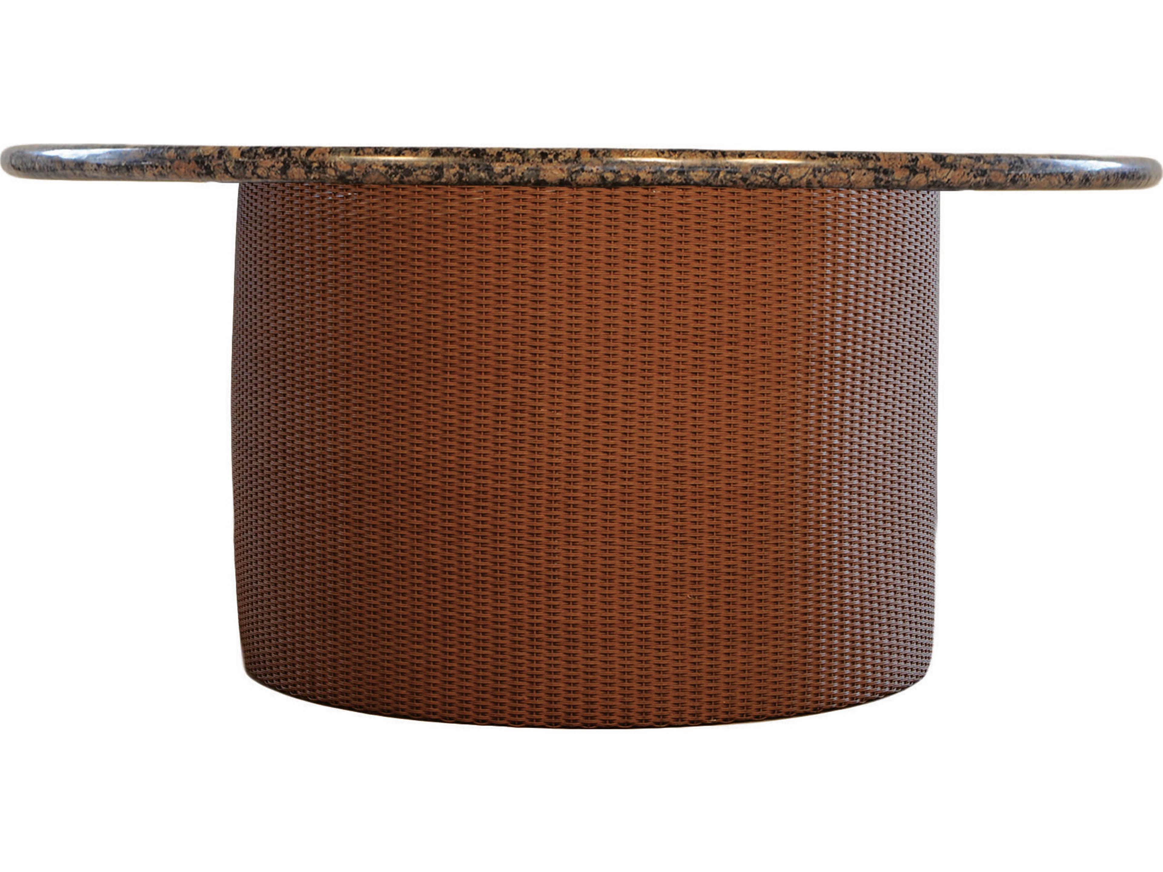 Lloyd Flanders Wicker Round Stone Outdoor Patio Fire Pit Table