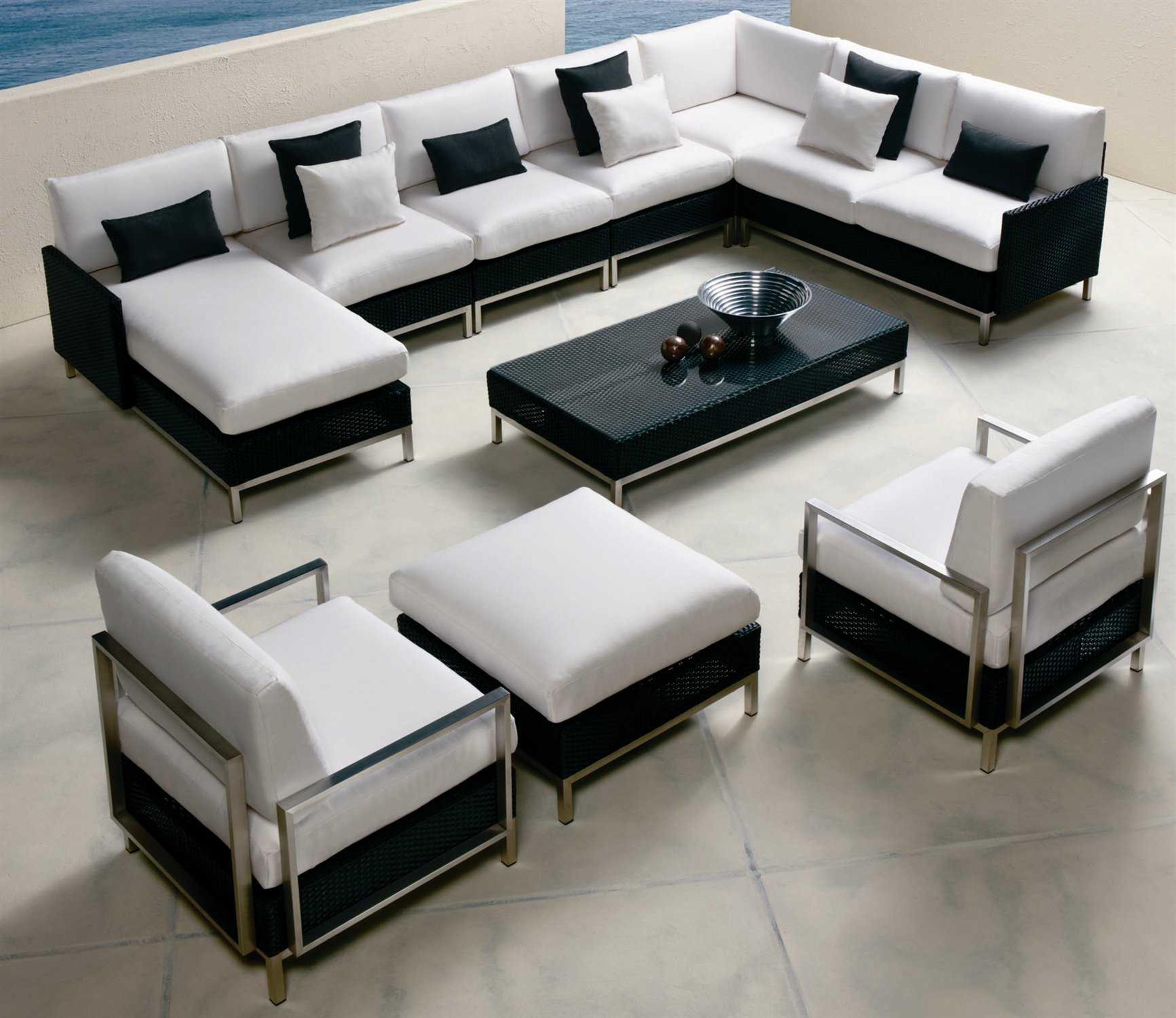 Lloyd Flanders Elements Steel Wicker Sectional Outdoor Patio Lounge Set