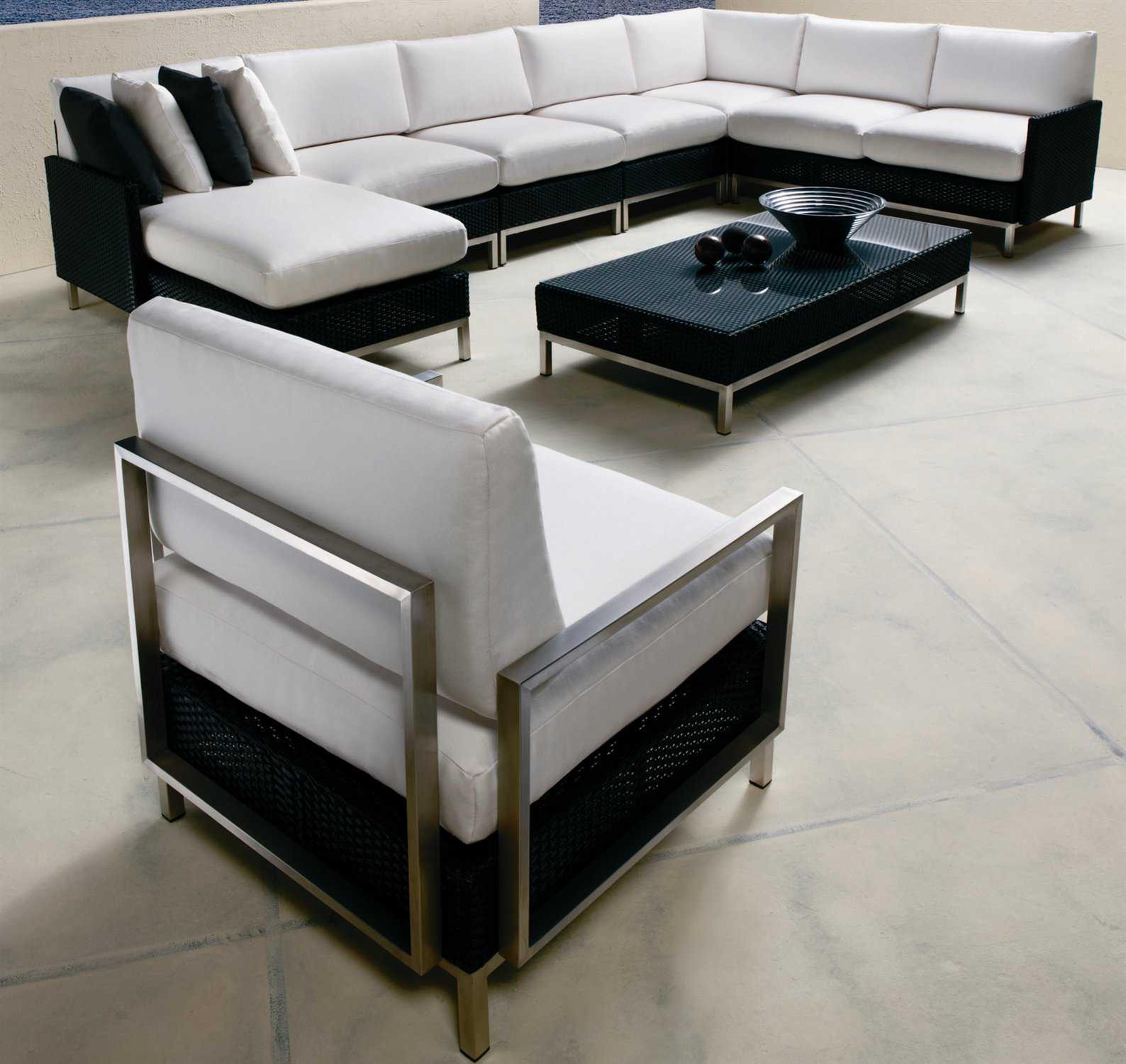 Lloyd Flanders Elements Steel Wicker Sectional Patio Lounge Set