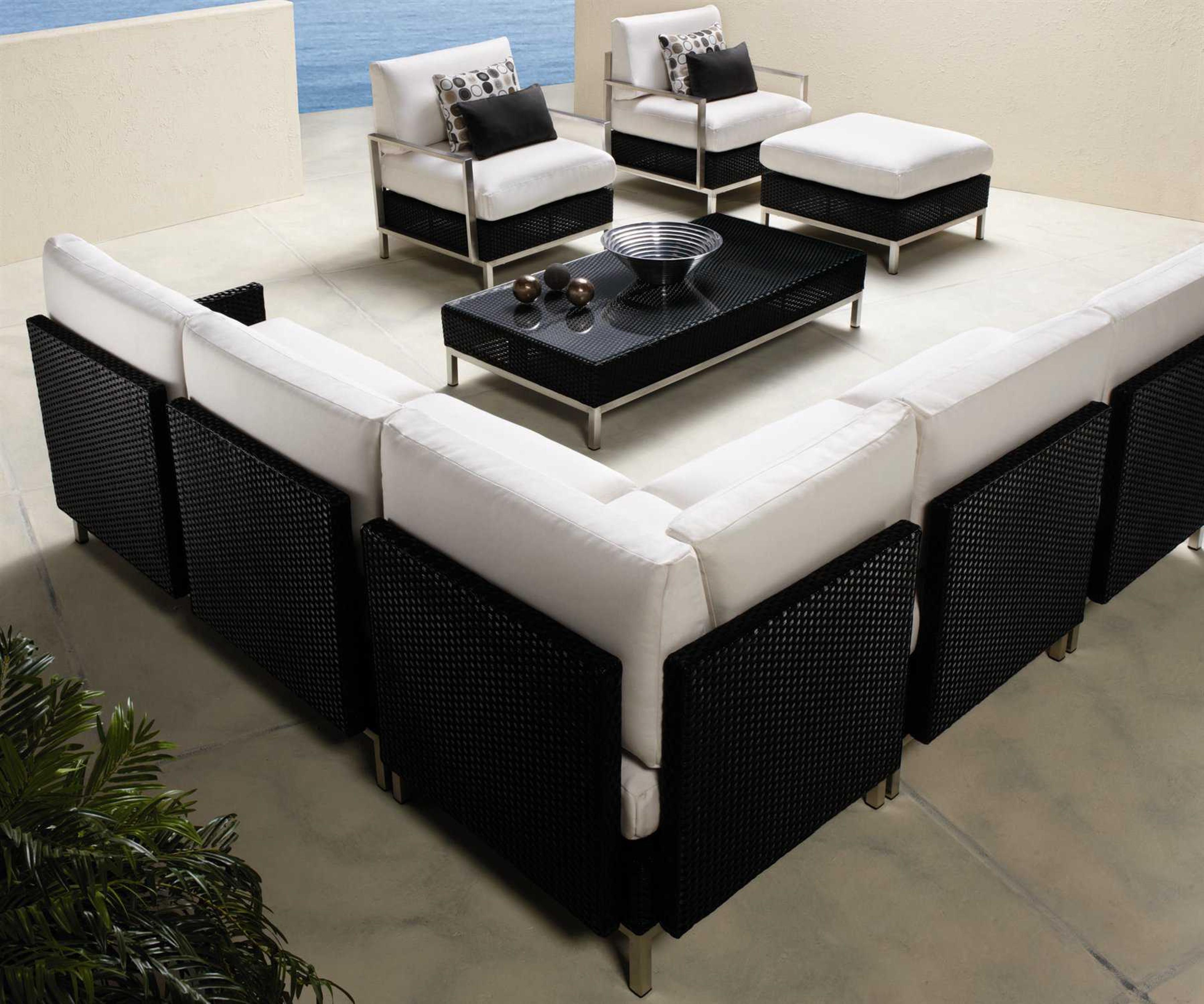 Lloyd Flanders Elements Steel Wicker Sectional Outdoor Lounge Set