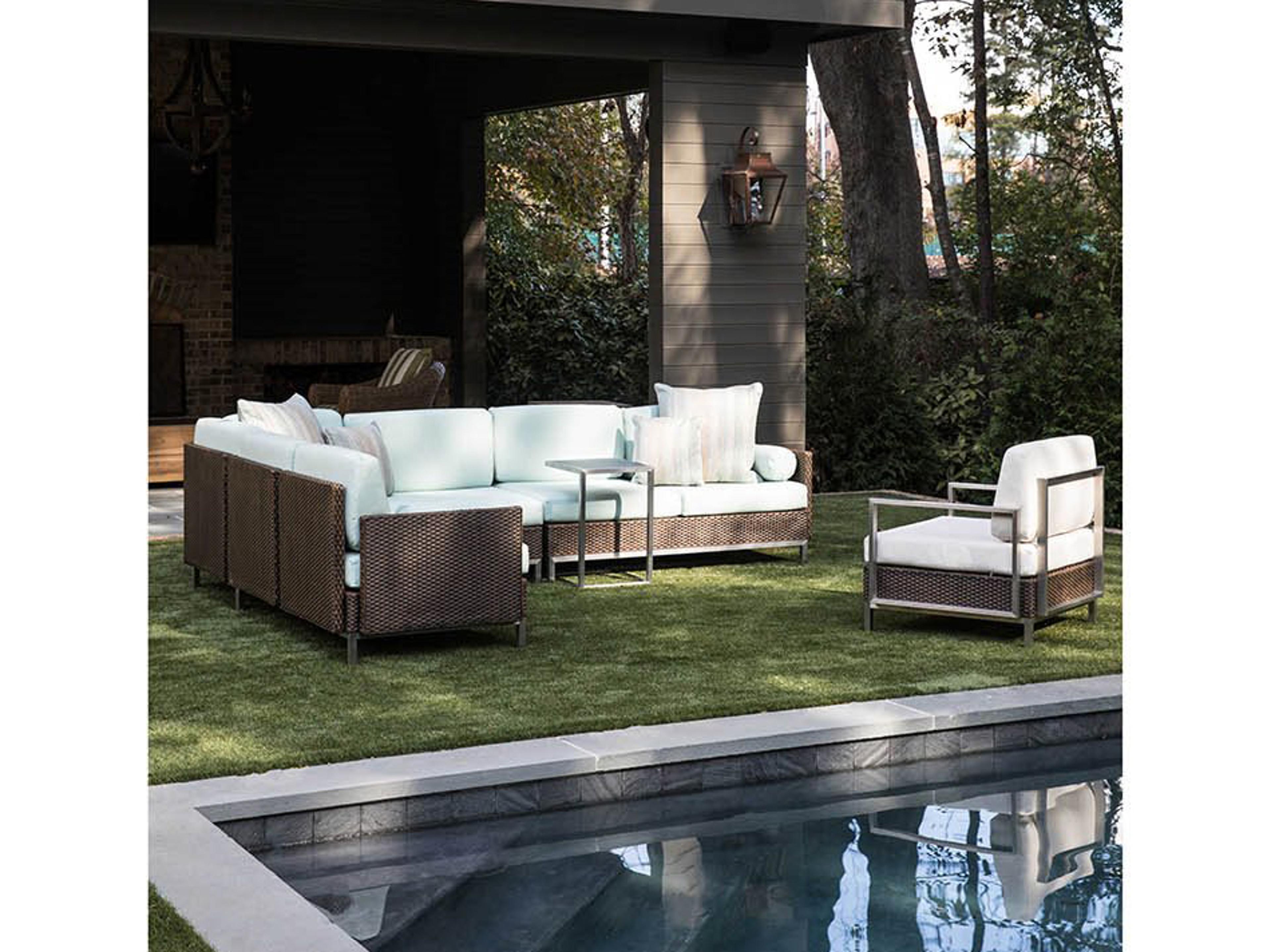 Lloyd Flanders Elements Steel Wicker Sectional Outdoor Patio Lounge Set