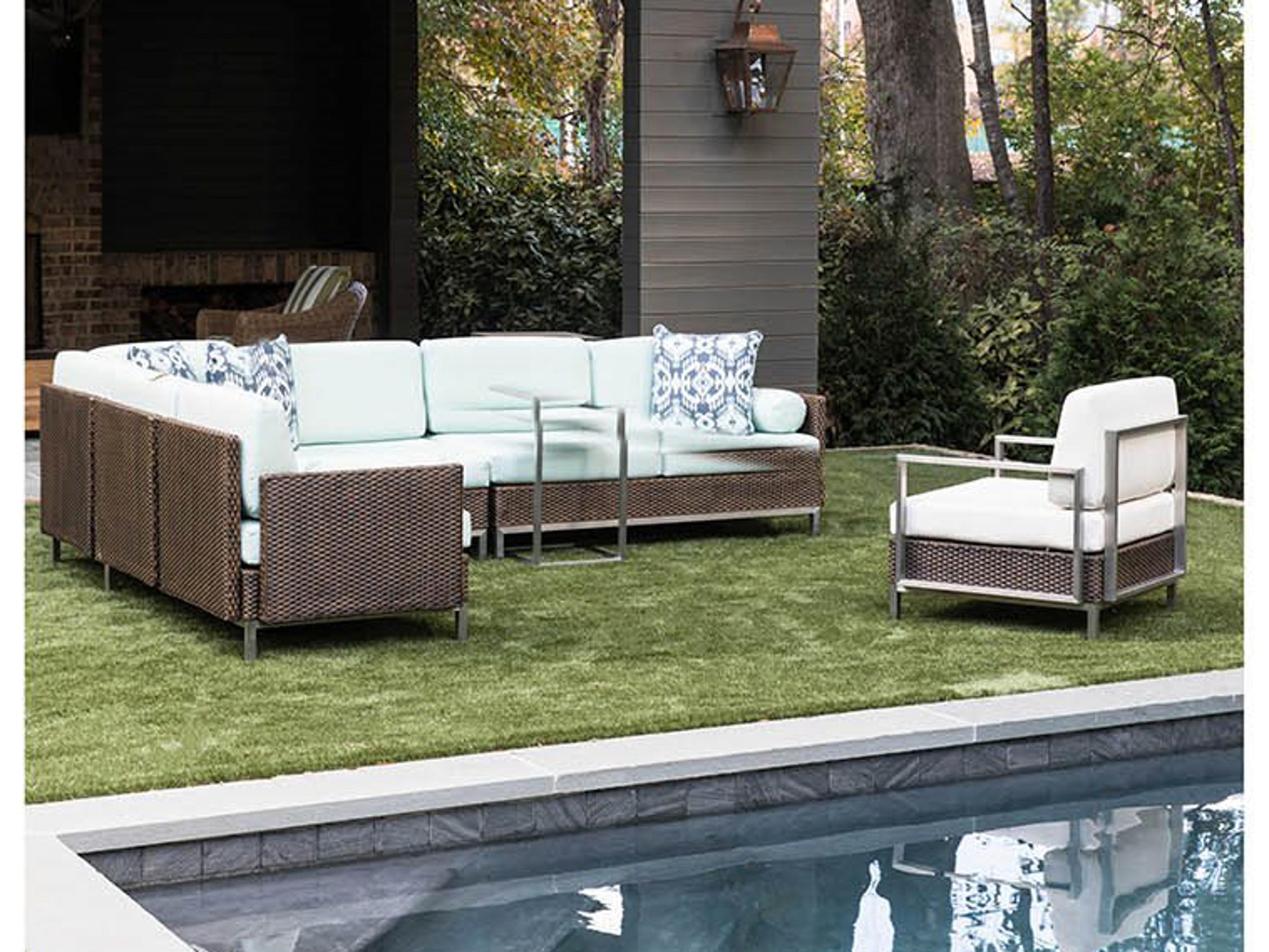 Lloyd Flanders Elements Steel Wicker Sectional Outdoor Lounge Set
