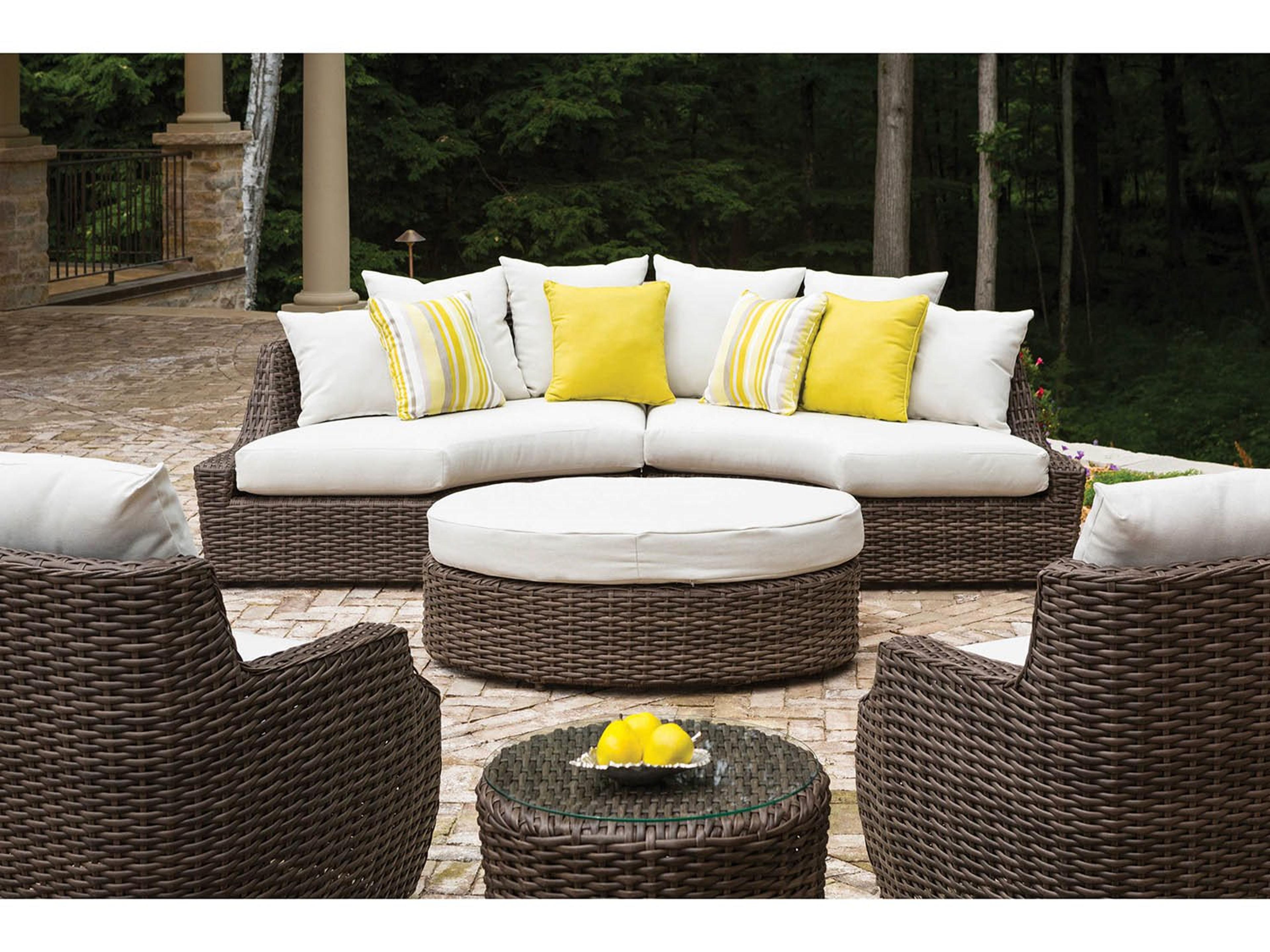 Lloyd Flanders Largo Wicker Cushion Sectional Curved Outdoor Patio Lounge Set
