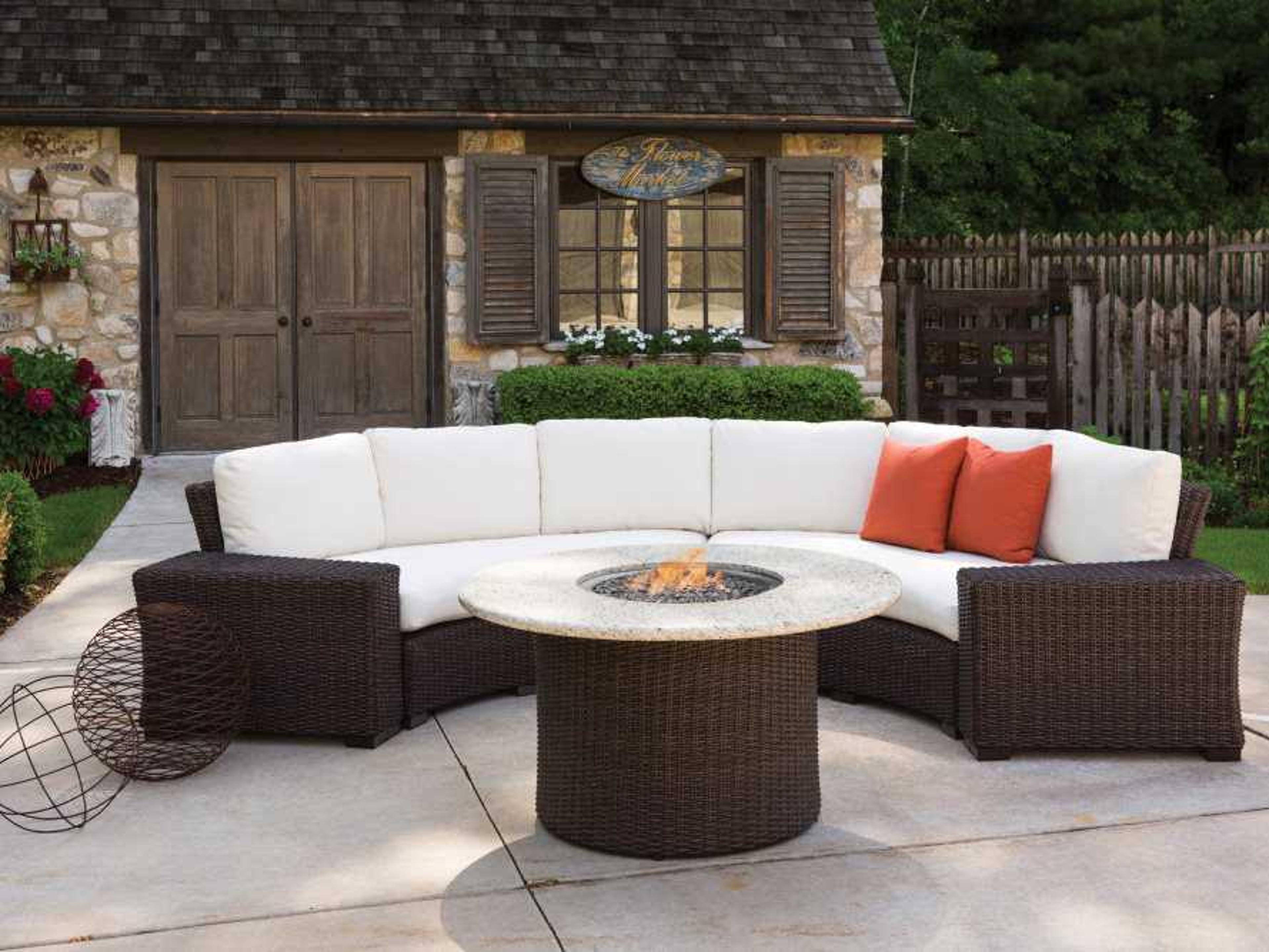 Lloyd Flanders Mesa Wicker Sectional Fire Pit Outdoor Lounge Set