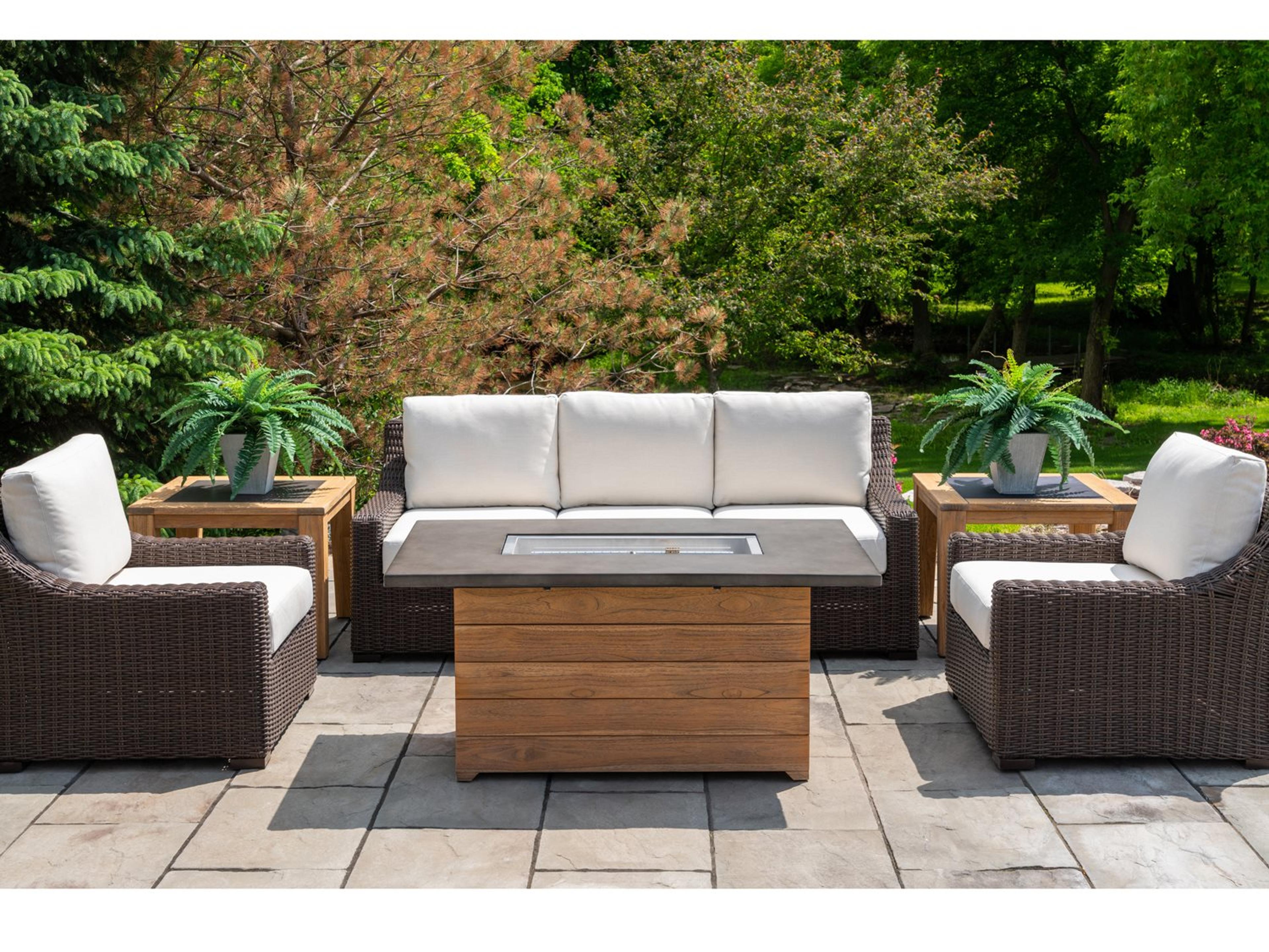 Lloyd Flanders Mesa Wicker Firepit Patio Lounge Set