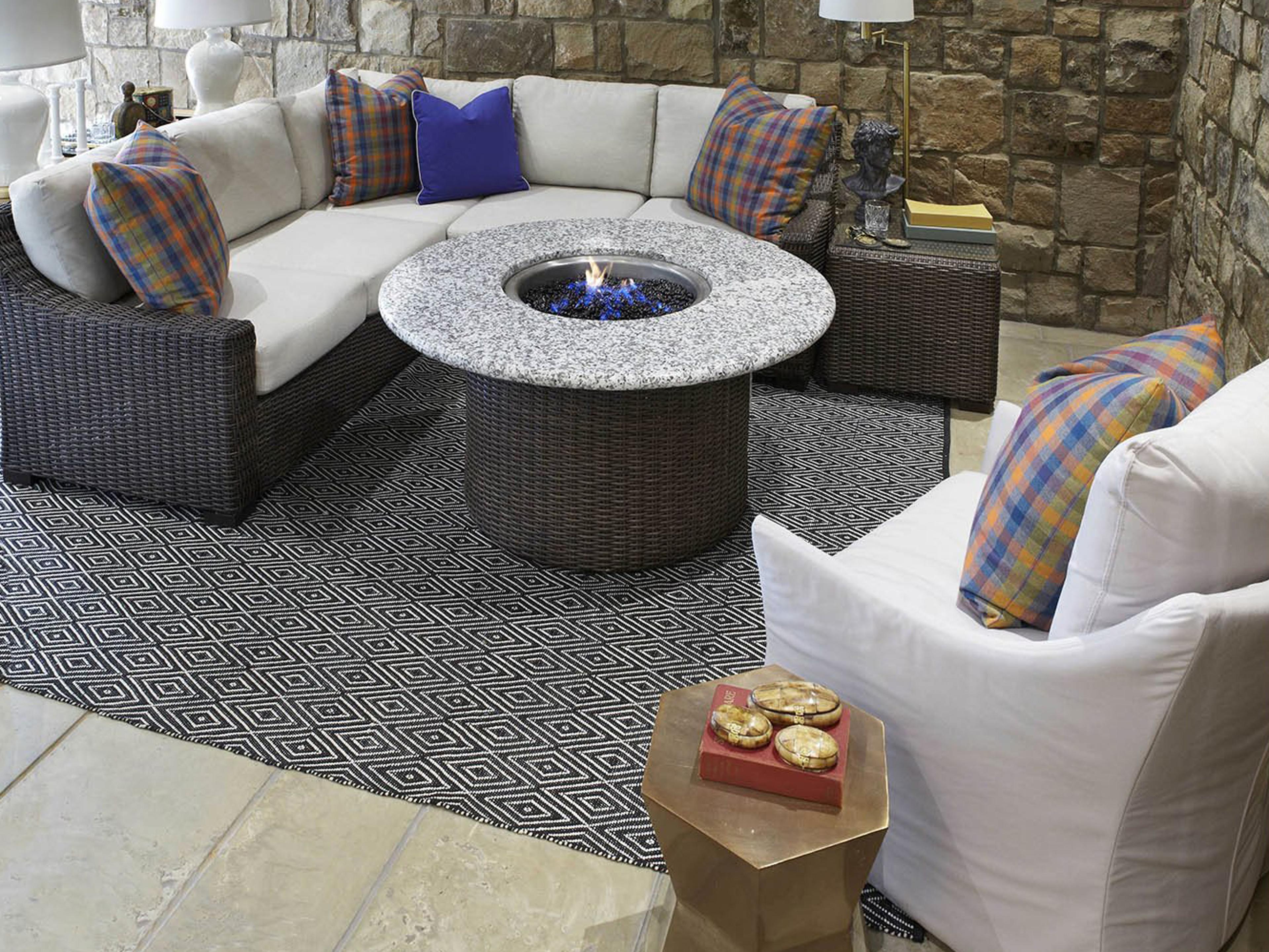 Lloyd Flanders Mesa Wicker Sectional Firepit Outdoor Patio Lounge Set