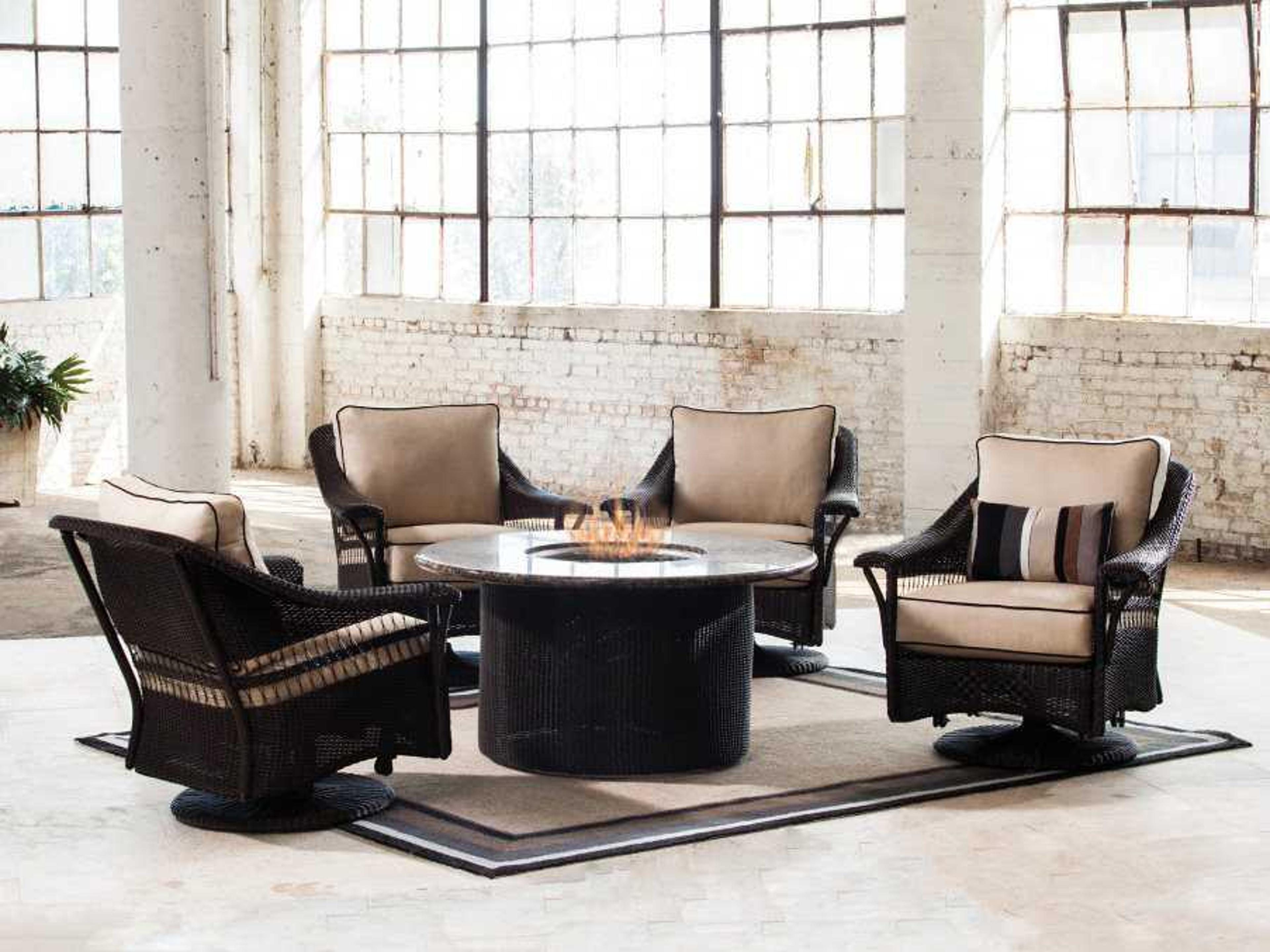 Lloyd Flanders Nantucket Wicker Fire Pit Outdoor Lounge Set