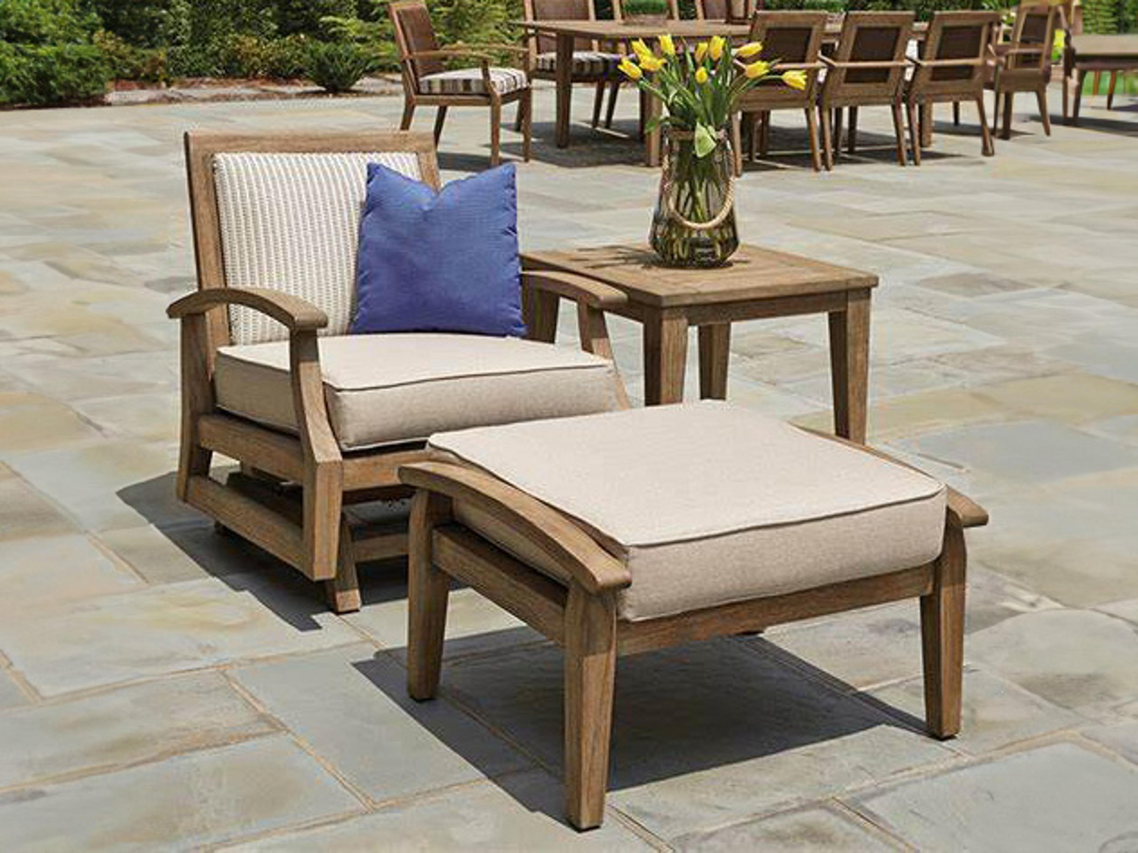 Lloyd Flanders Wildwood Teak Cushion Outdoor Patio Lounge Set