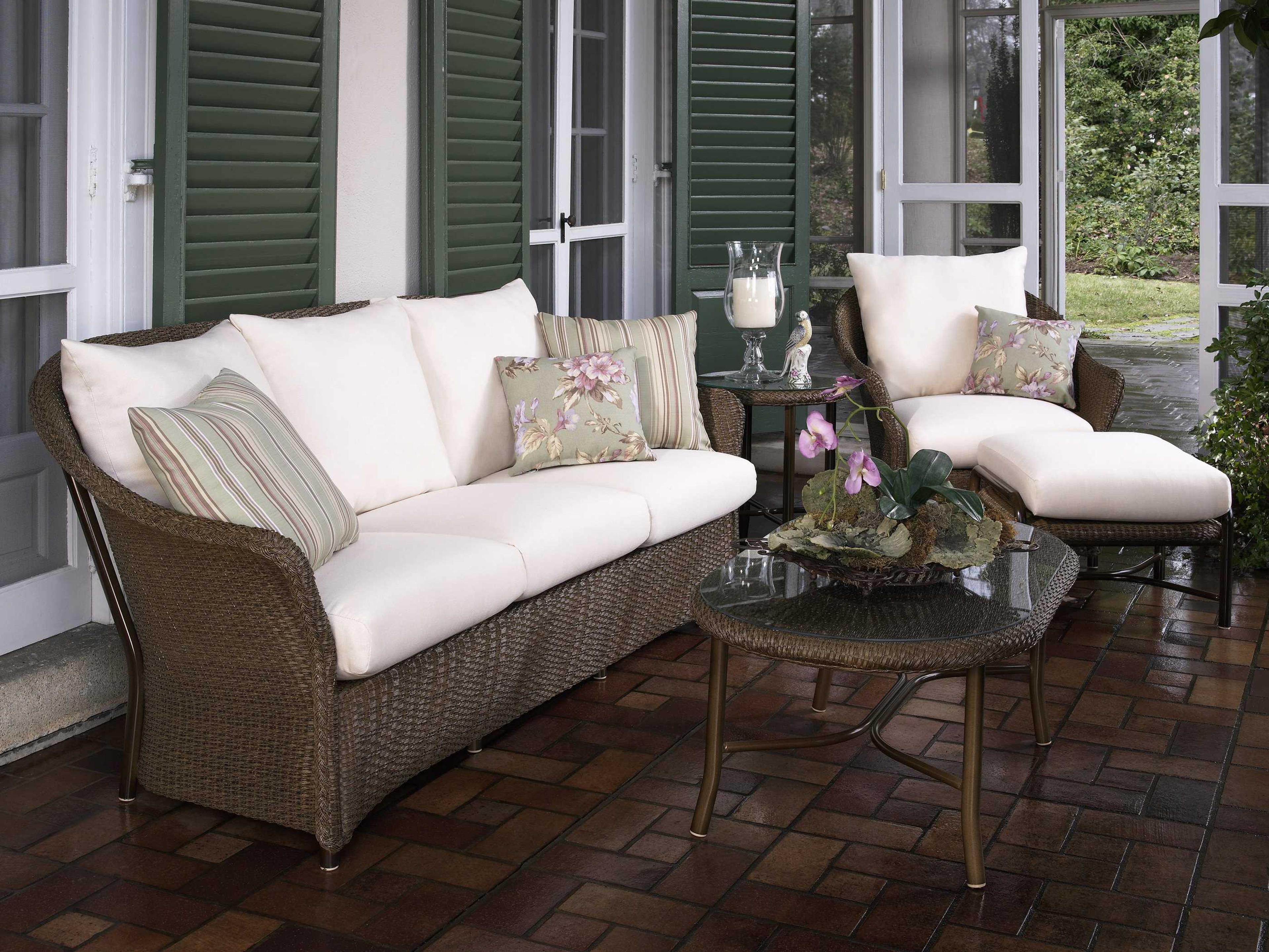 Lloyd Flanders Weekend Retreat Wicker Cushion Patio Lounge Set