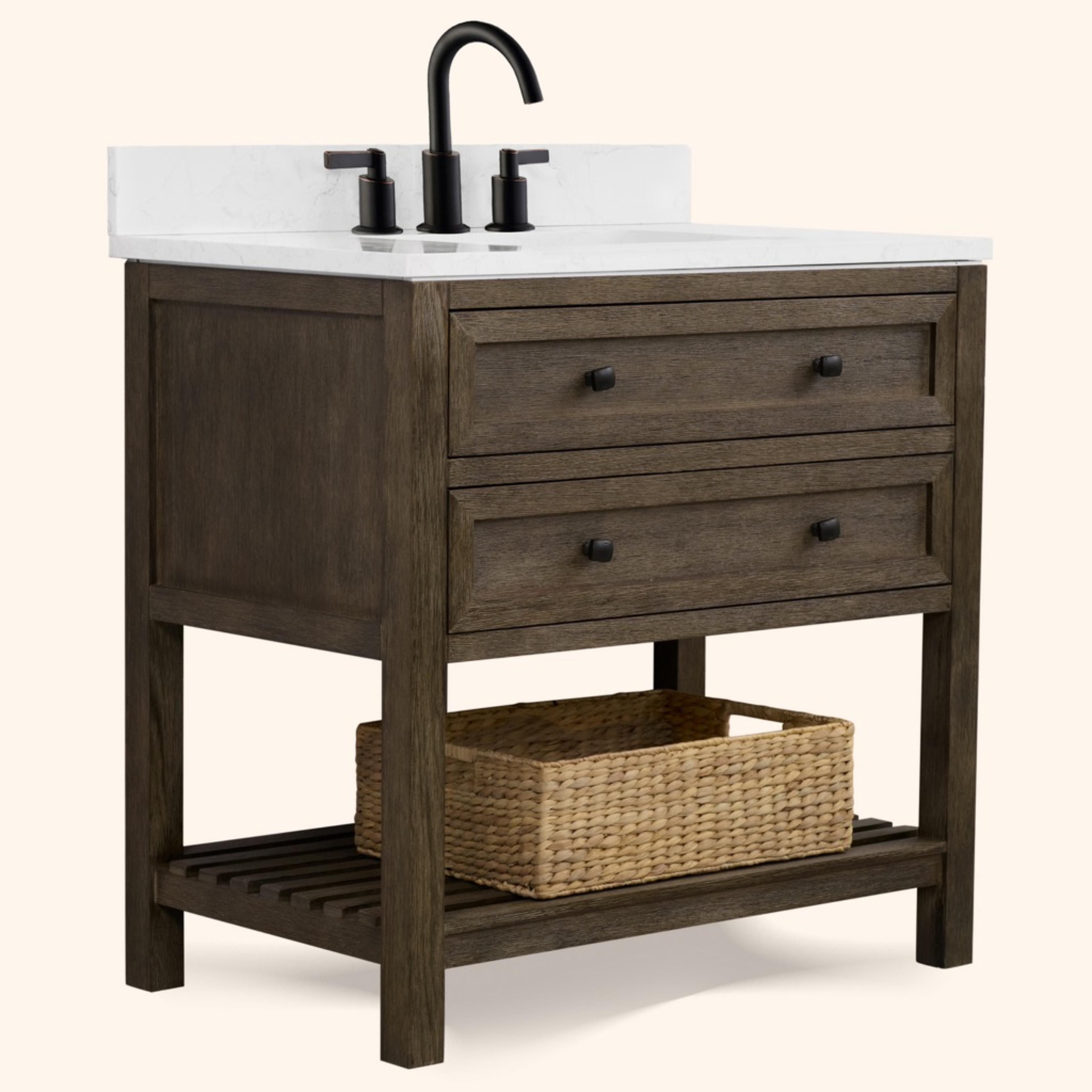 Legion Furniture Wh Series Brown Vanity With White Artificial Stone