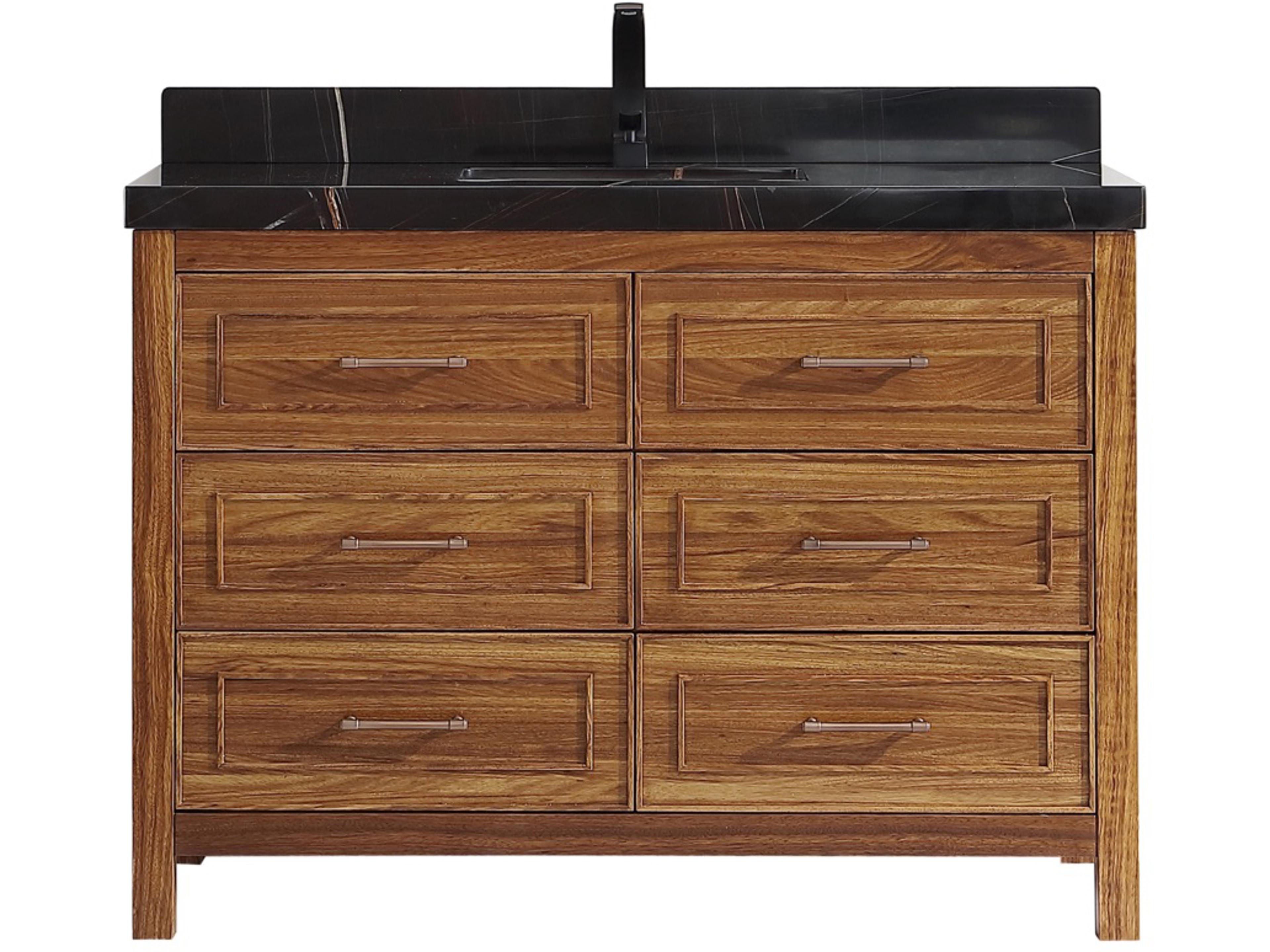 Legion Furniture Wk Series Ebony Light Brown Vanity With Black Natural Top