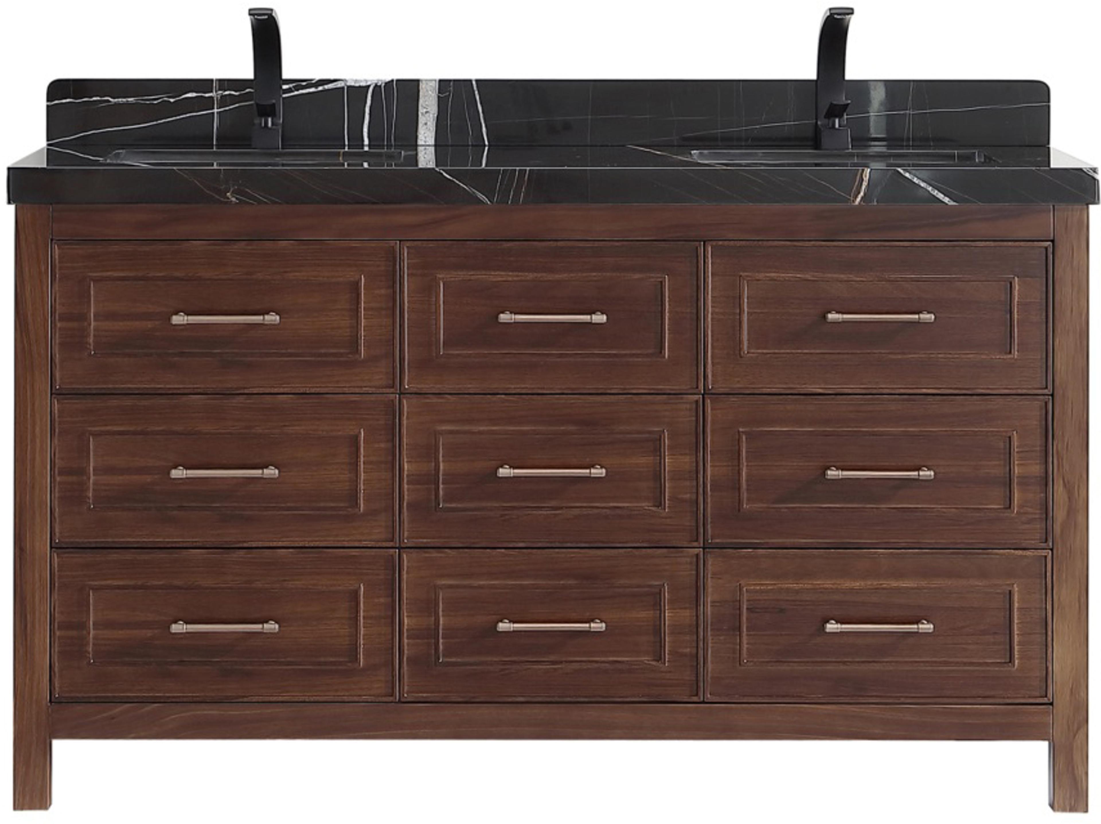 Legion Furniture Wk Series Ebony Dark Brown Vanity With Black Natural Top