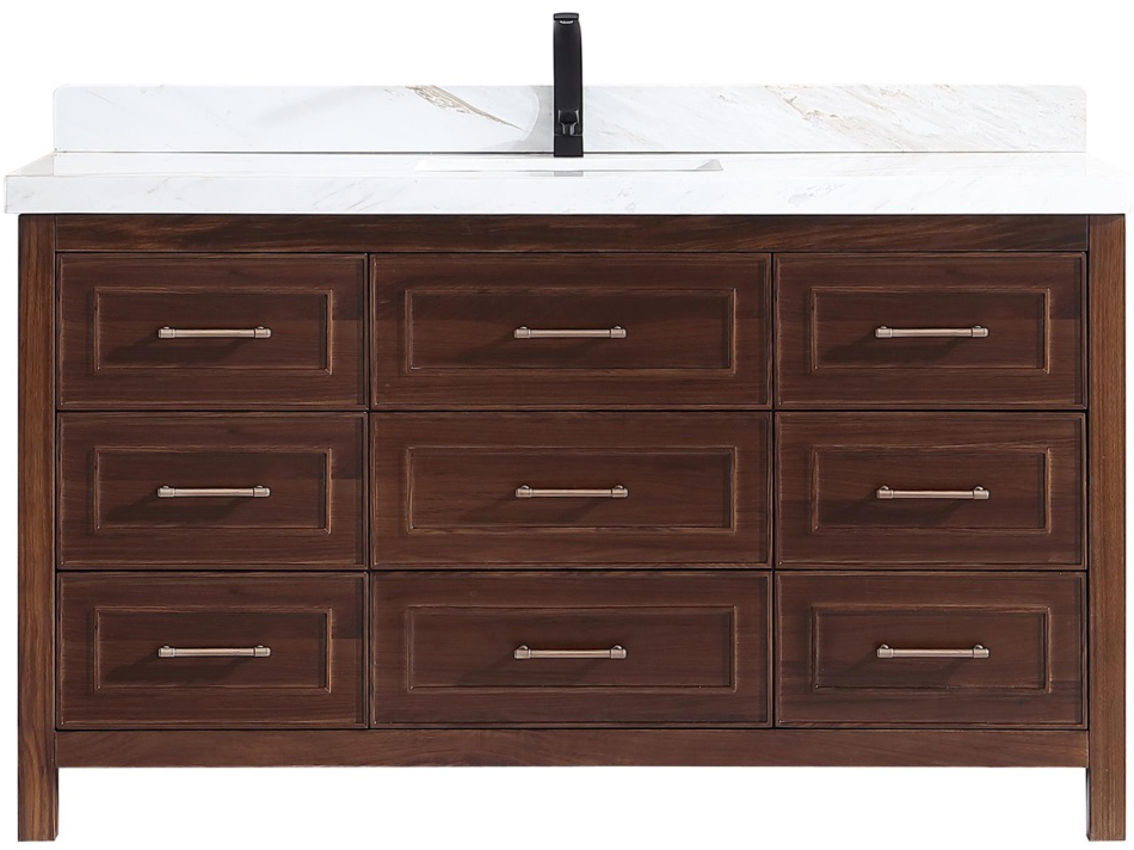 Legion Furniture Wk Series Ebony Dark Brown Vanity With White Natural Top