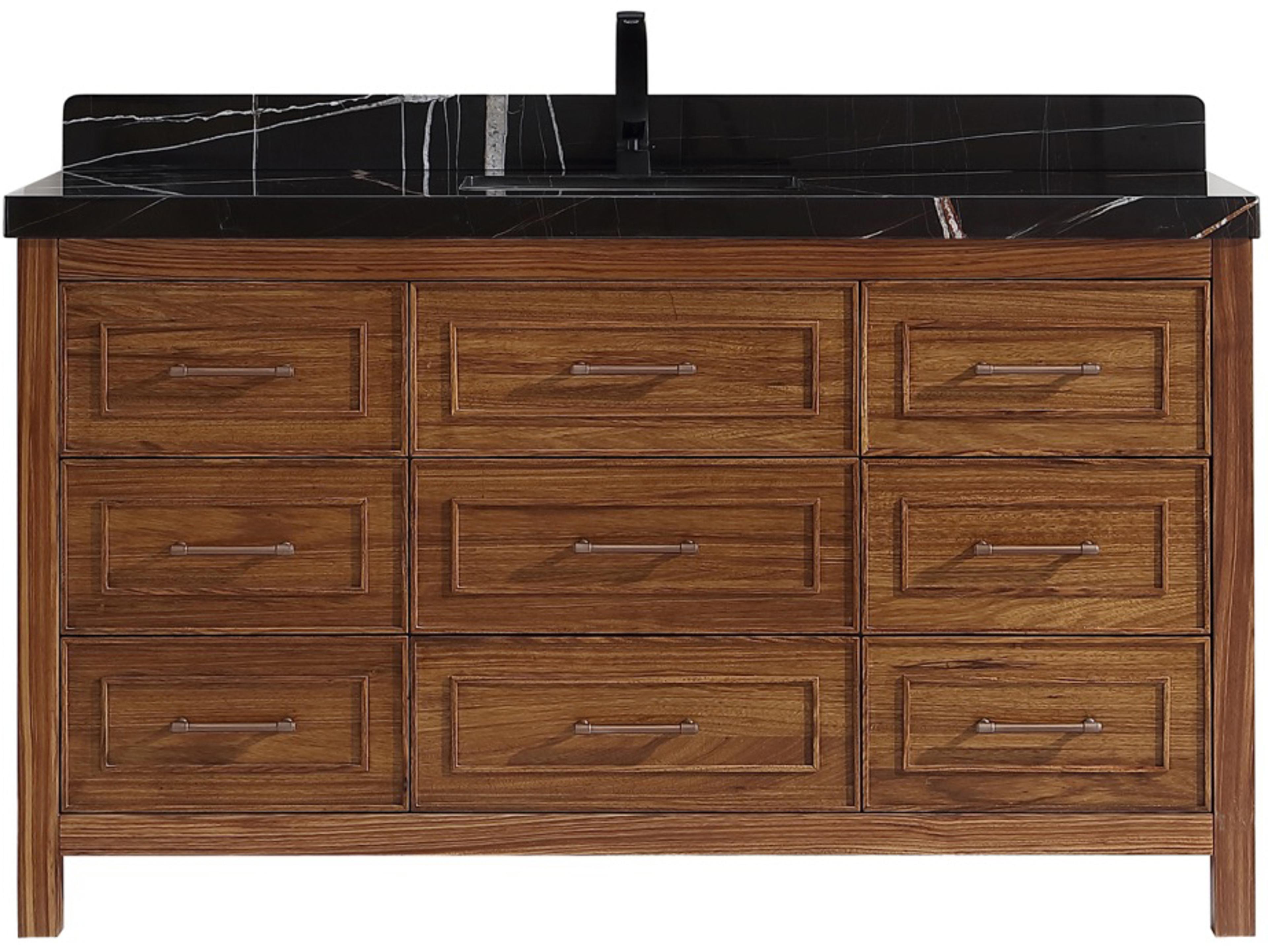 Legion Furniture Wk Series Ebony Dark Brown Vanity With Black Natural Top