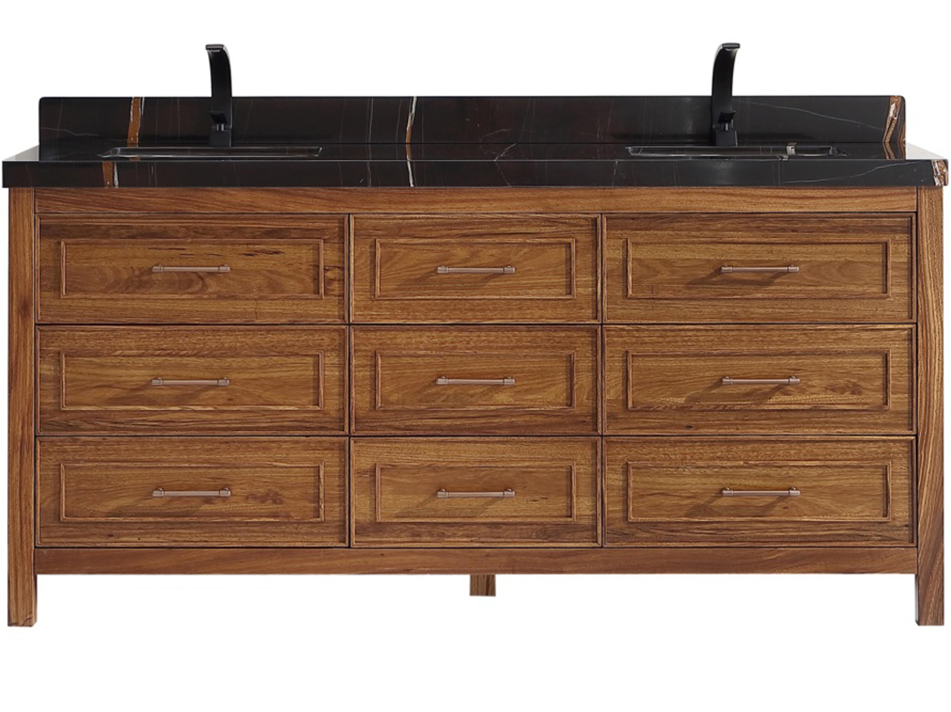 Legion Furniture Wk Series Ebony Light Brown Vanity With Black Natural Top