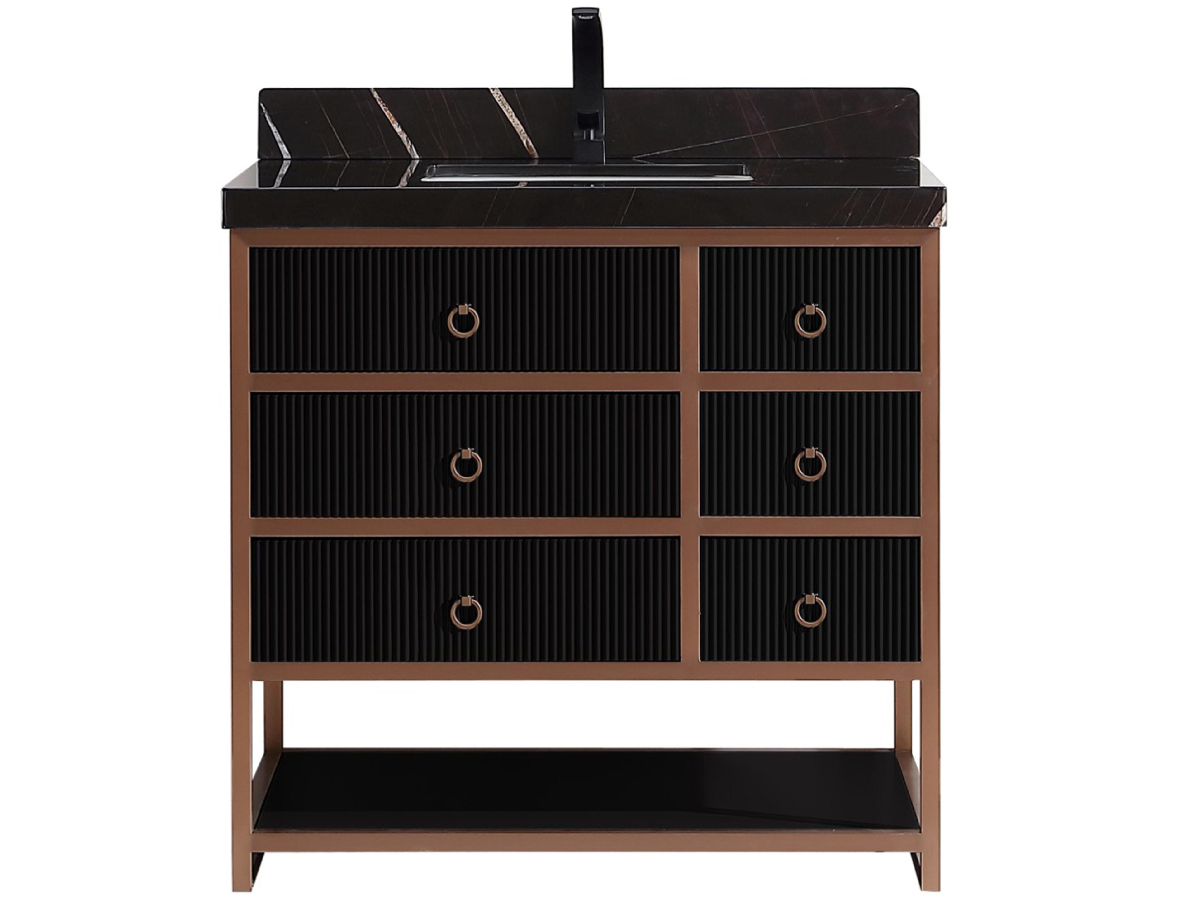 Legion Furniture Wk Series Tricorn Black Vanity With Black Natural Top