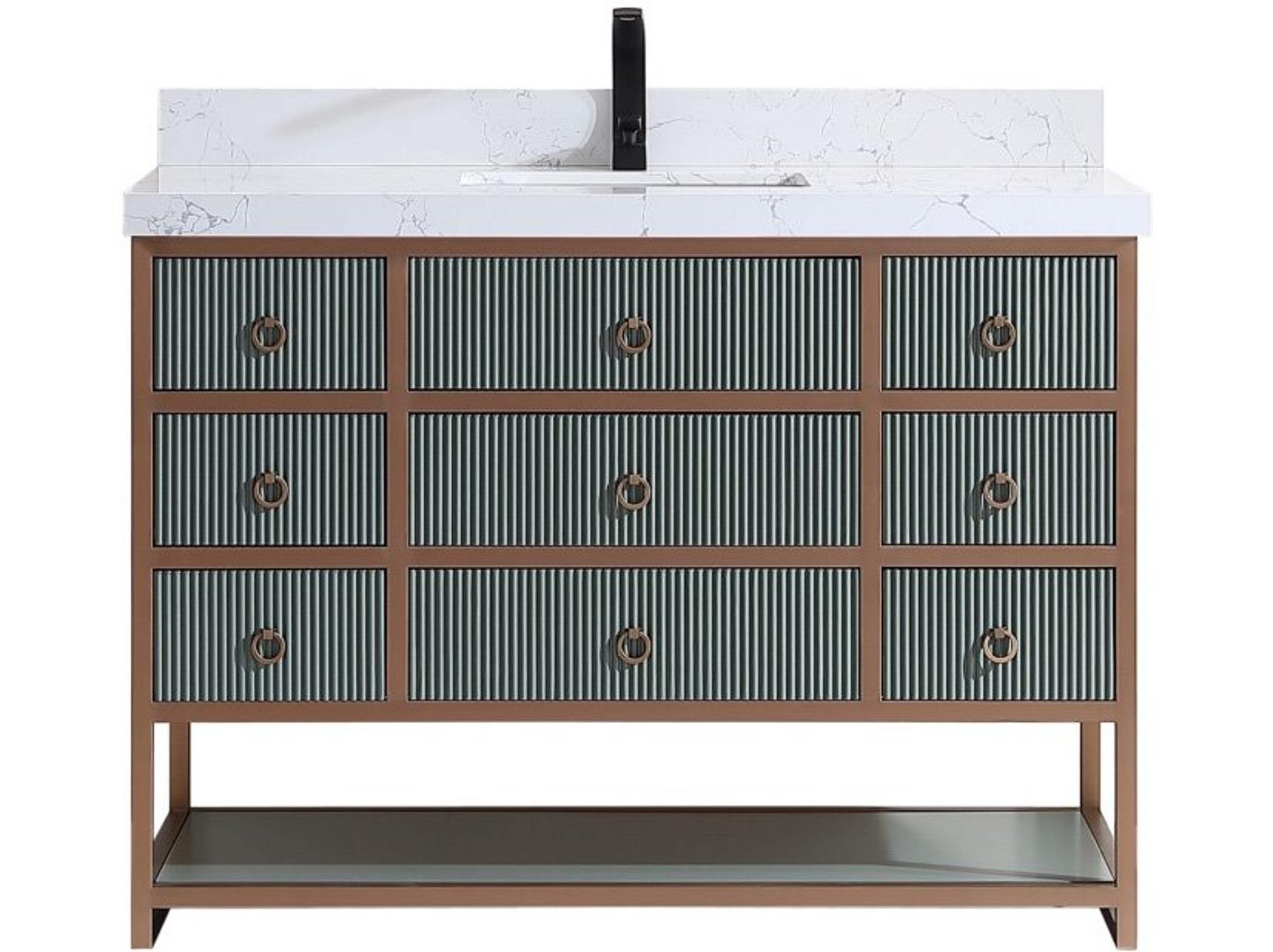 Legion Furniture Wk Series Pewter Green Vanity With White Artificial Top