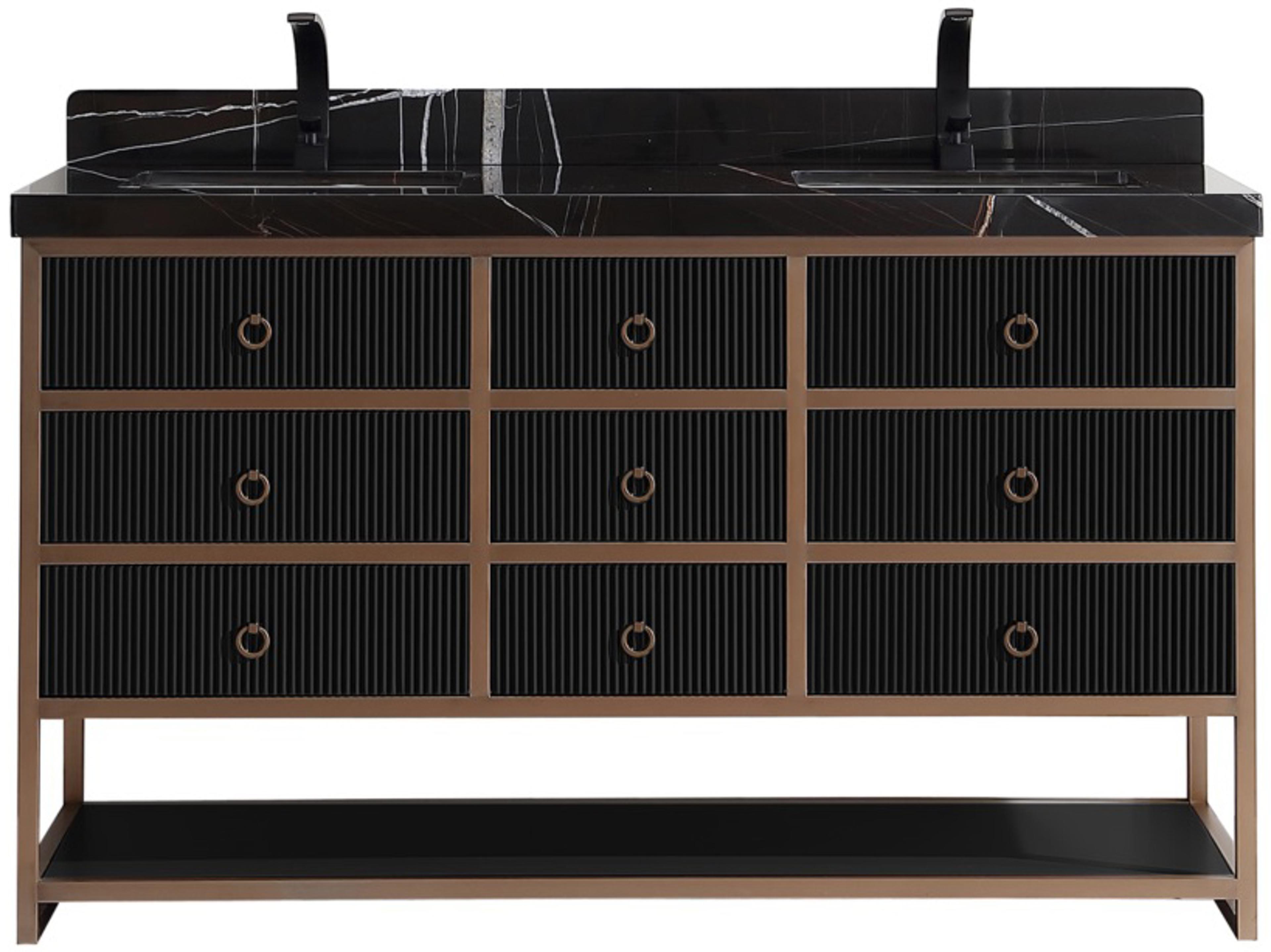 Legion Furniture Wk Series Tricorn Black Vanity With Black Natural Top