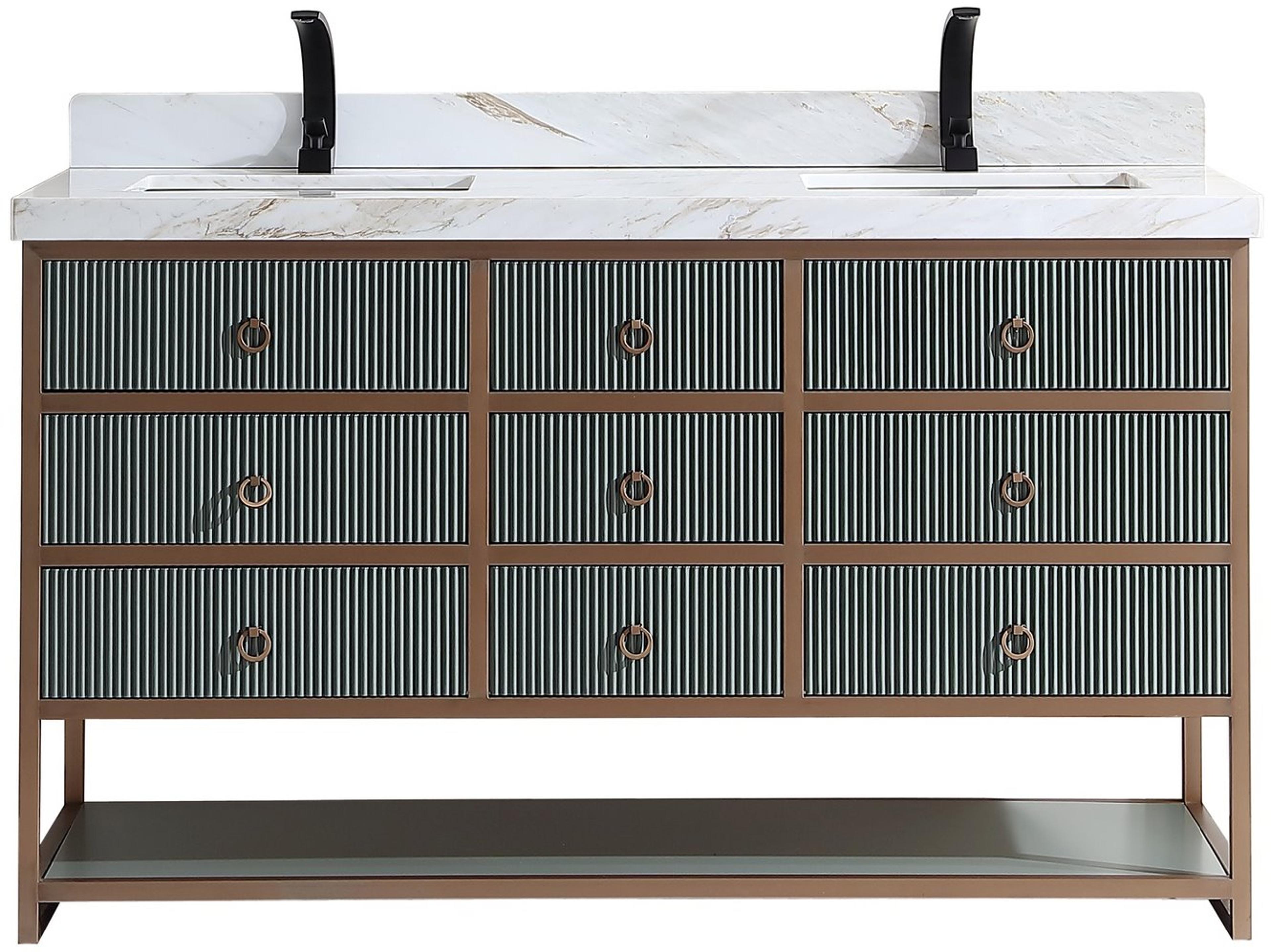 Legion Furniture Wk Series Pewter Green Vanity With White Artificial Top