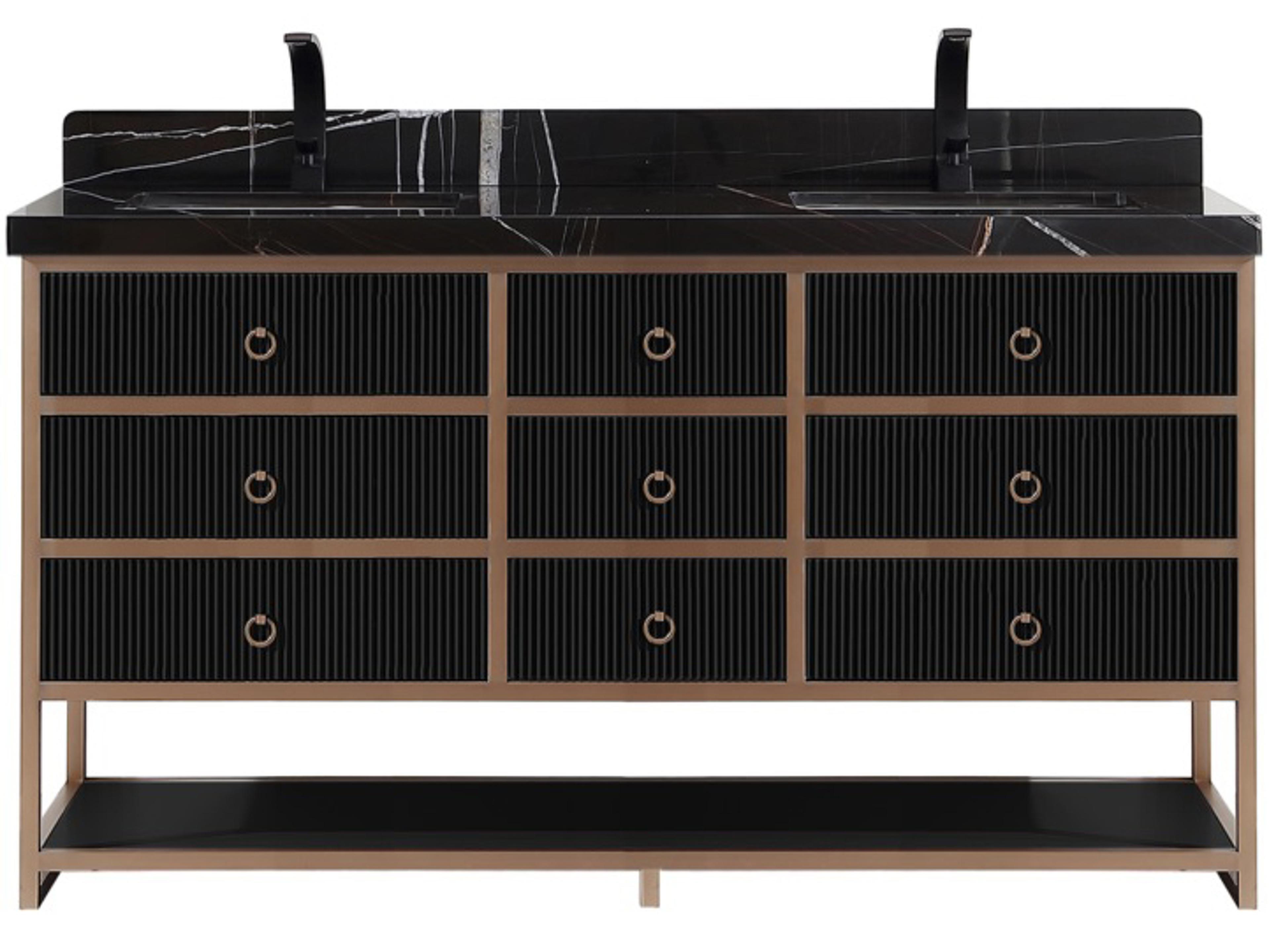 Legion Furniture Wk Series Tricorn Black Vanity With Black Natural Top