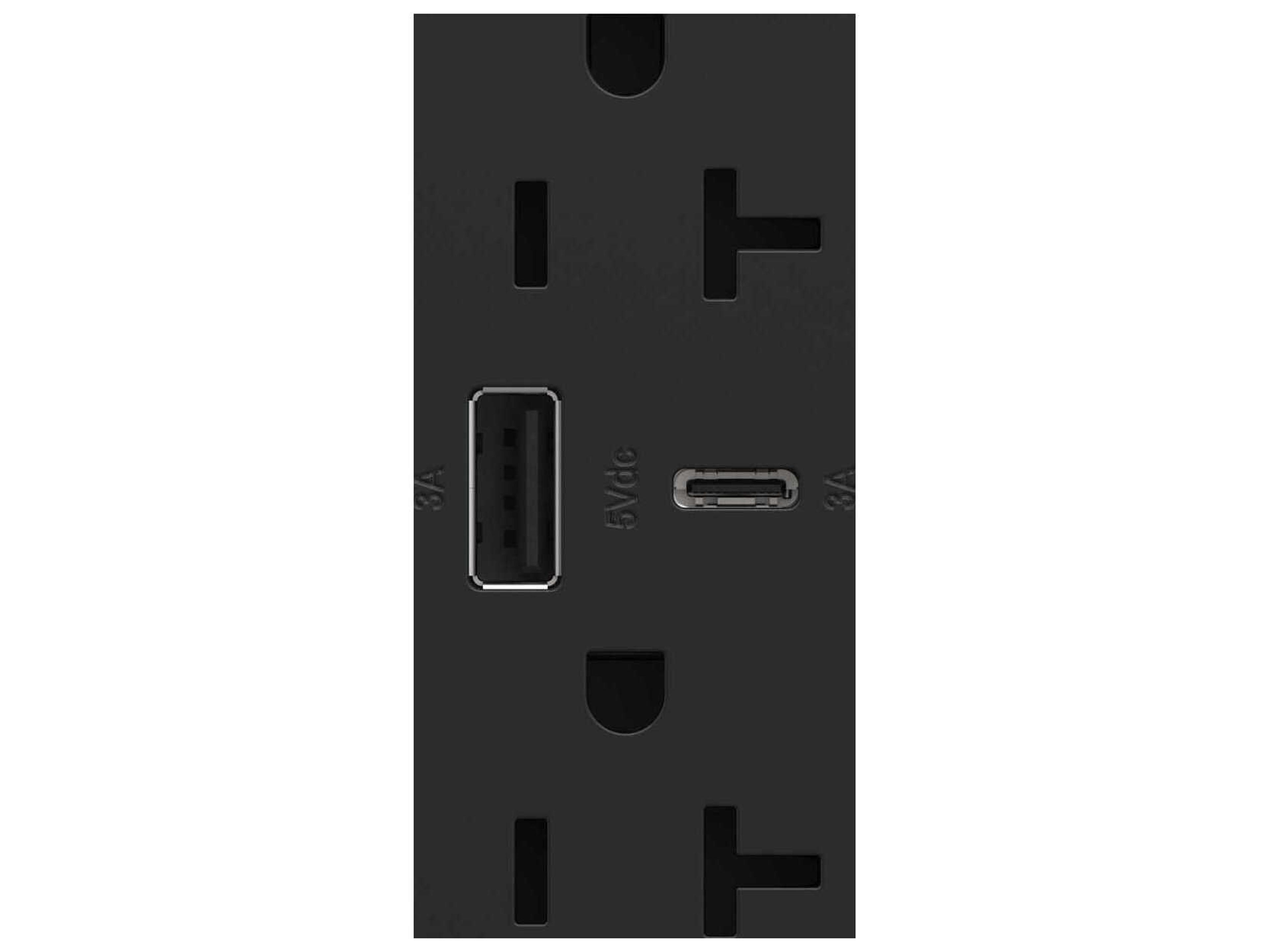 Legrand Adorne Graphite Tamper-Resistant Ultra-Fast USB Type-A/C Outlet