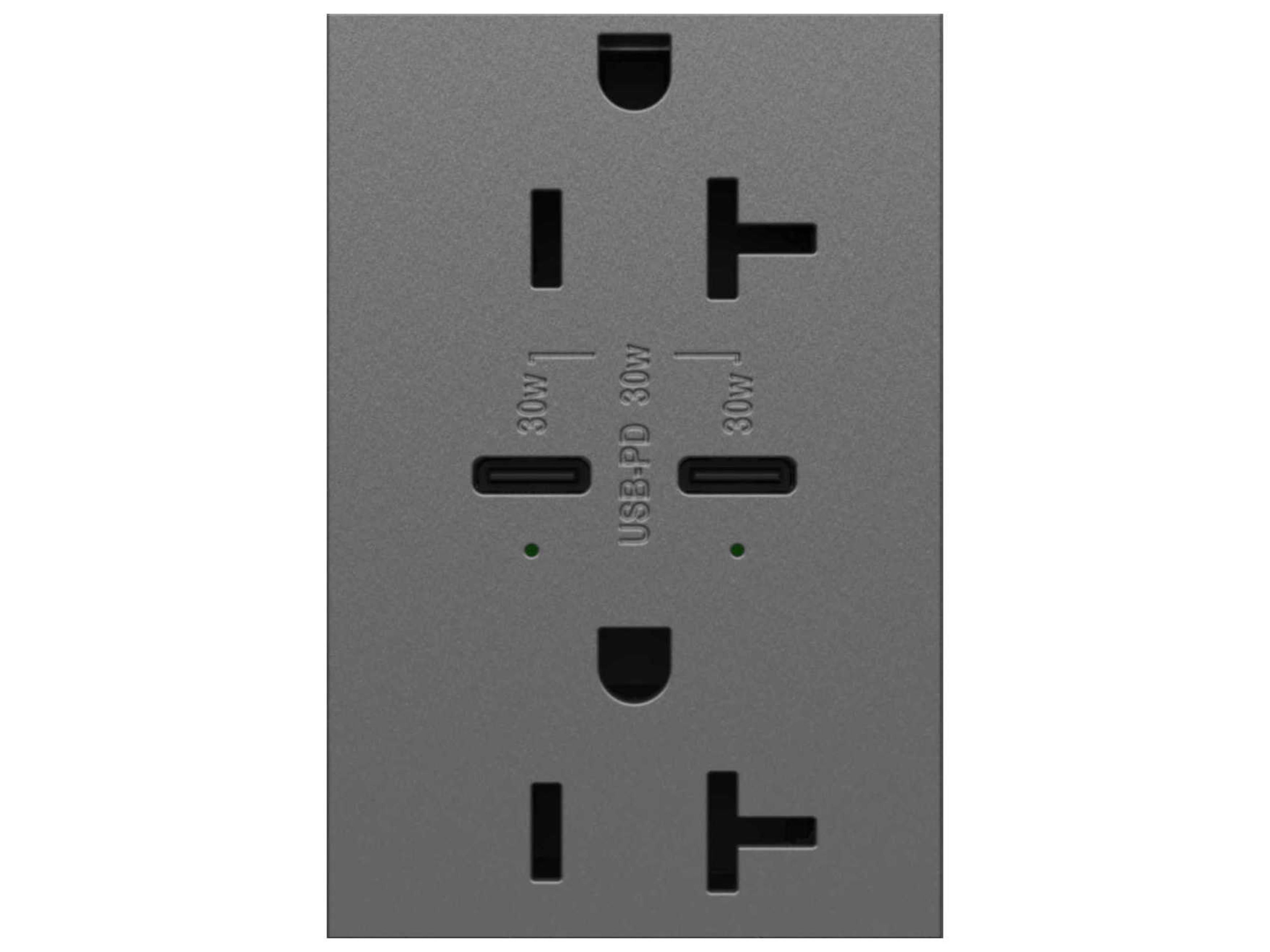 Legrand Adorne Magnesium Tamper-Resistant Ultra-Fast Plus Power Delivery USB Type-C/C Outlet