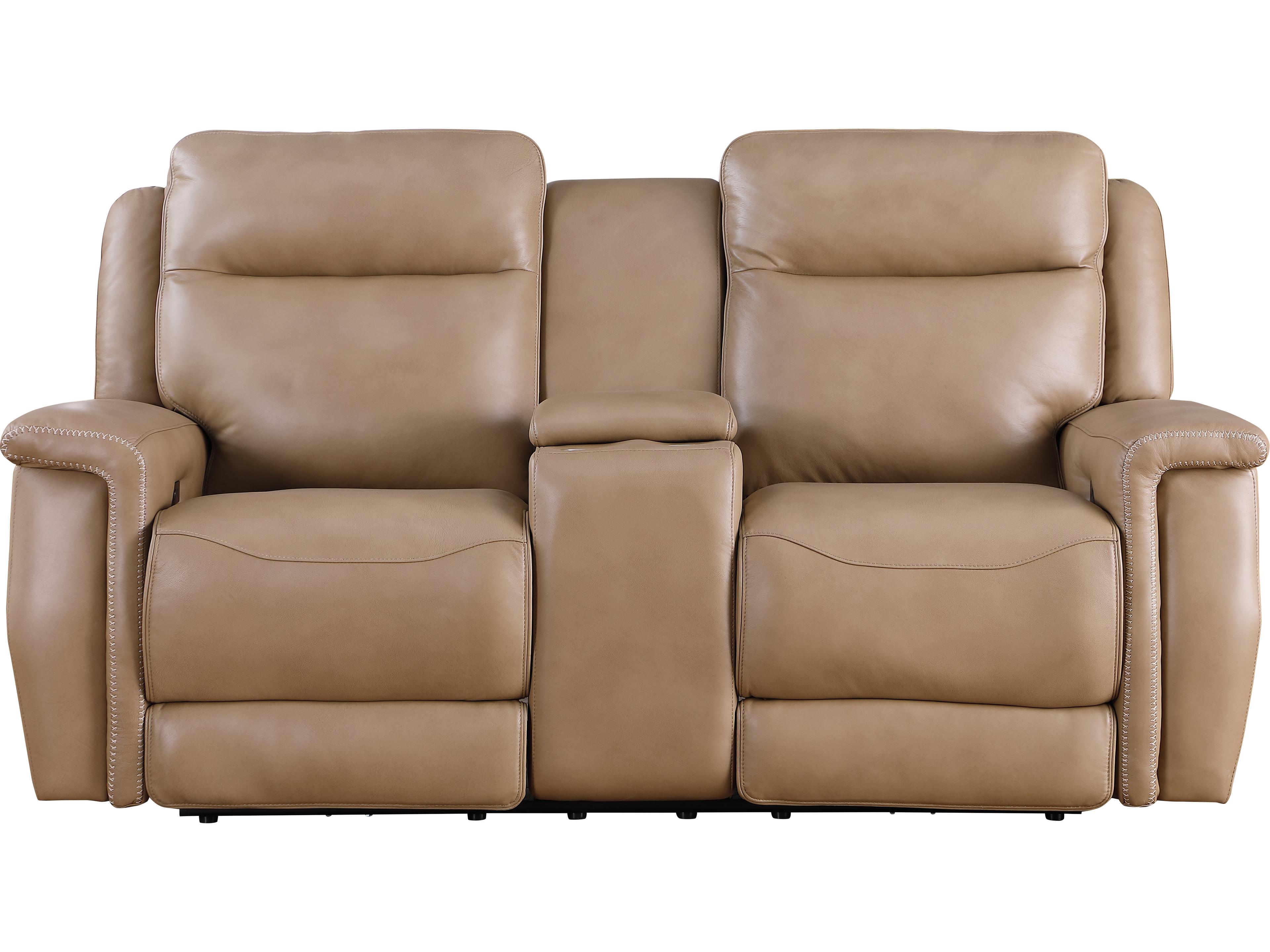 Leather Italia USA Fischer Loveseat - Console - P2 - Zg 1306L Saddle