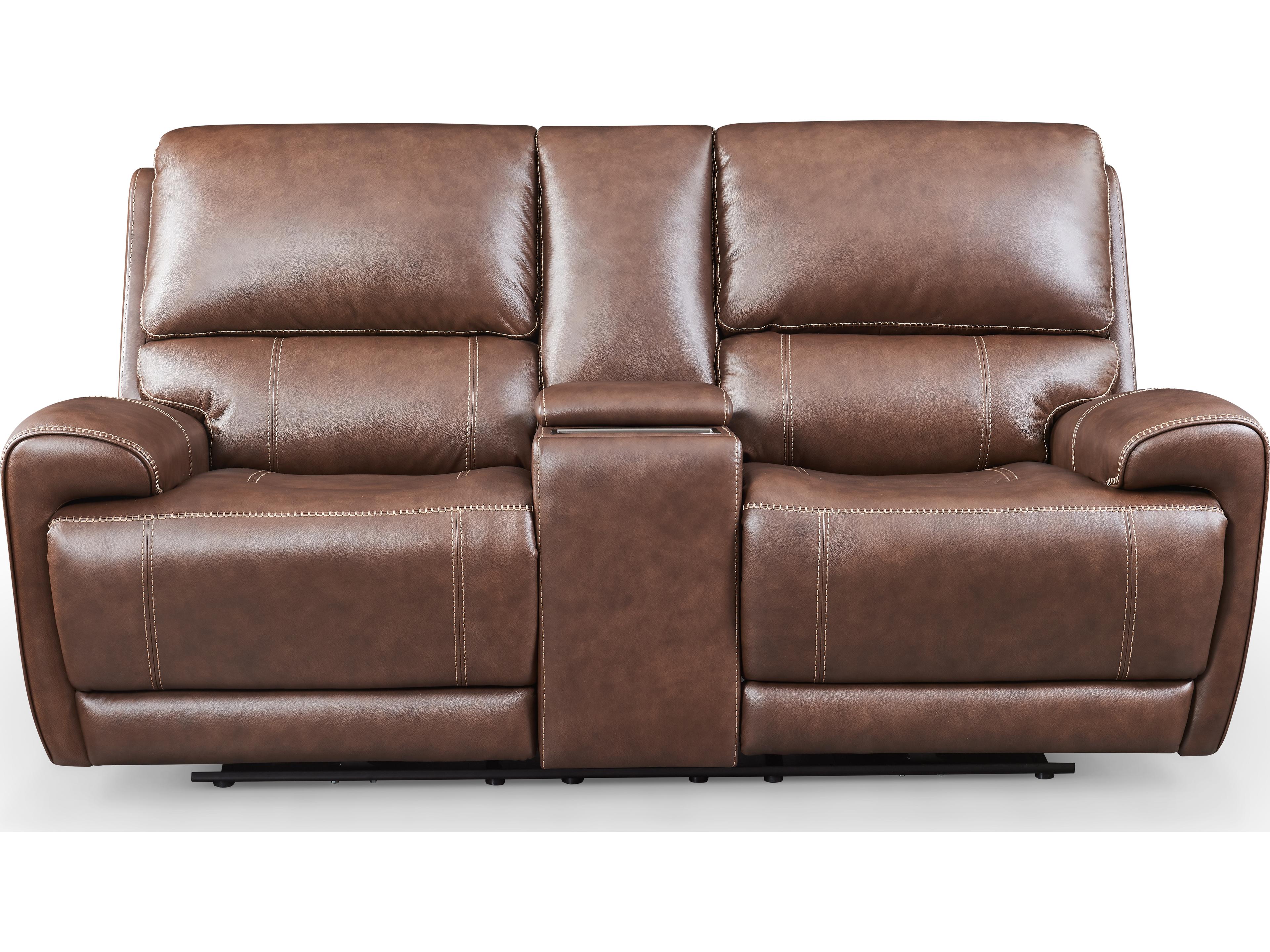 Leather Italia USA Highland Loveseat - Console - P2 - Zg 7463 Brown Coffee