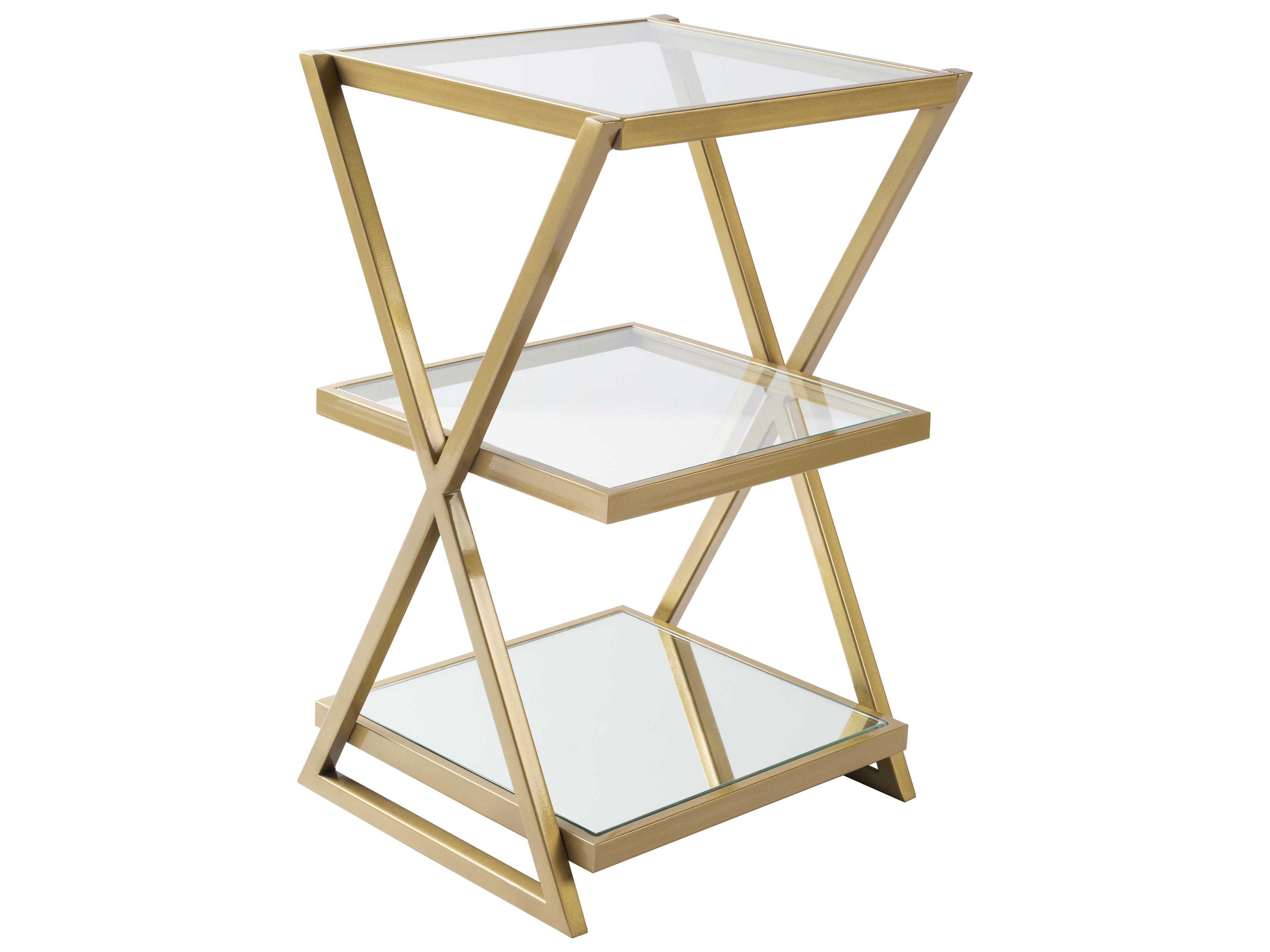 Livabliss by Surya Aliya Square Glass Clear Gold End Table