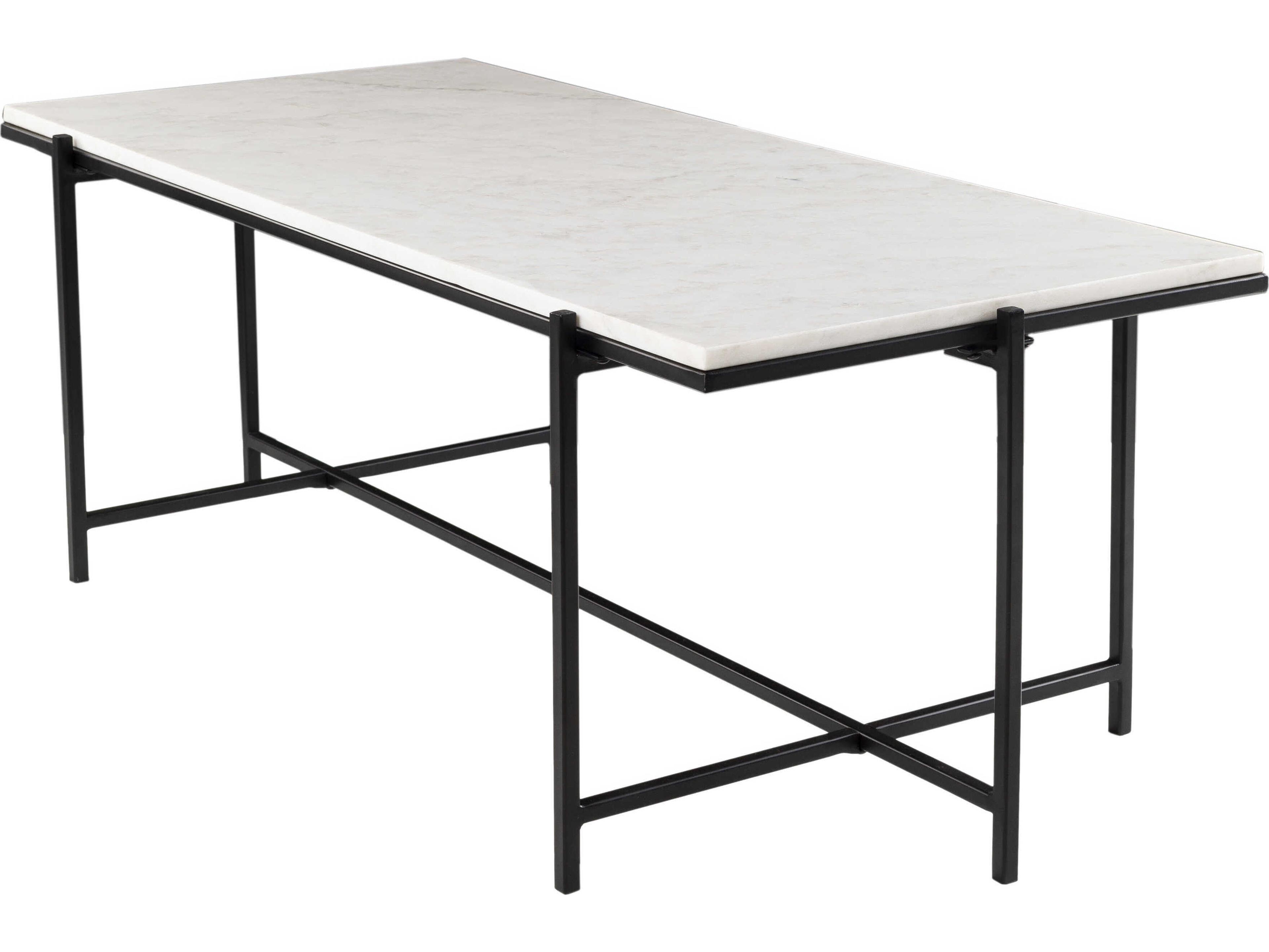 Livabliss by Surya Anaya Rectangular Marble White Black Coffee Table