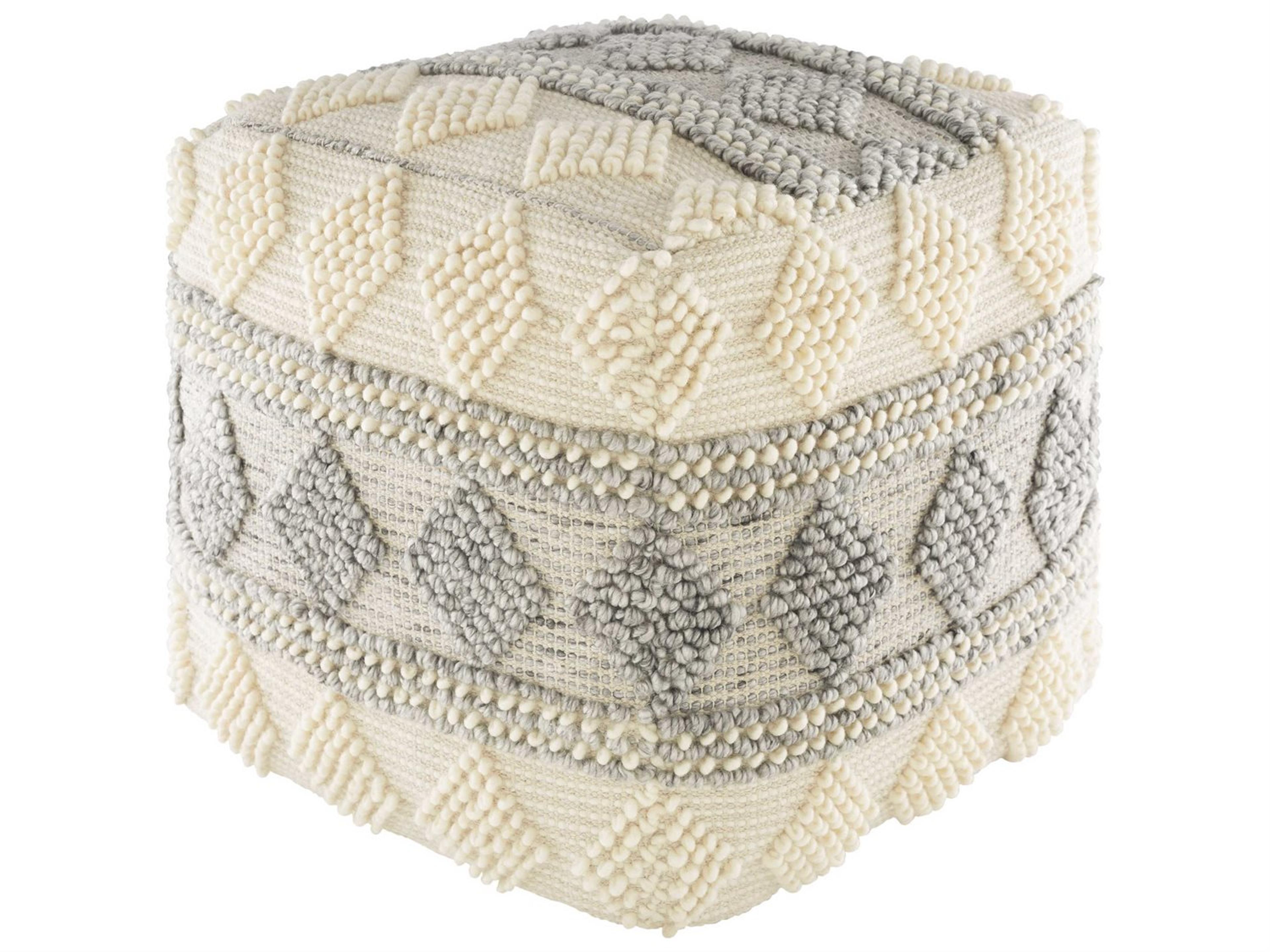 Livabliss by Surya Anders Gray Cream Khaki Brown Upholstered Ottoman