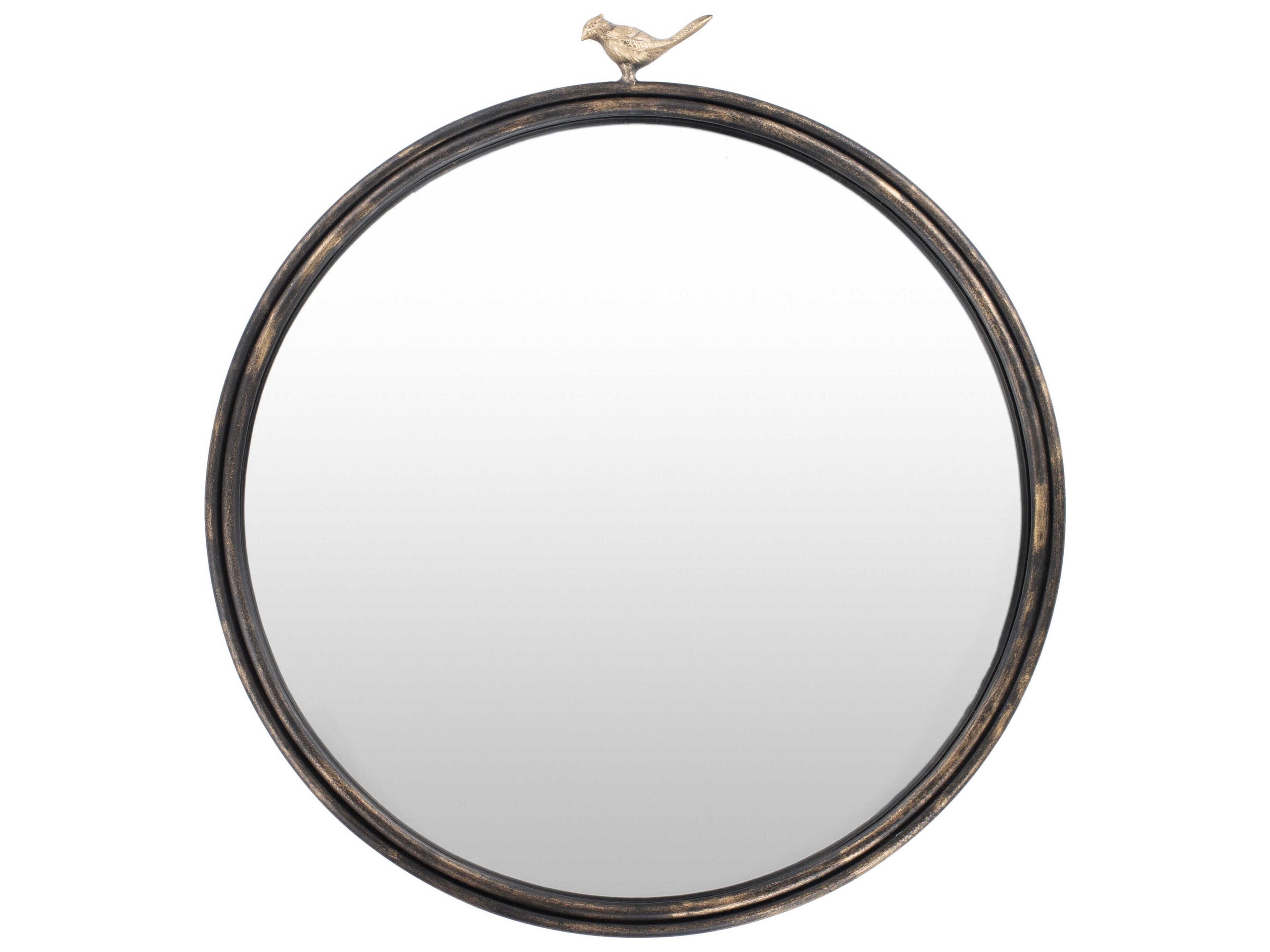 Livabliss by Surya Birdsong Black Wall Mirror Round