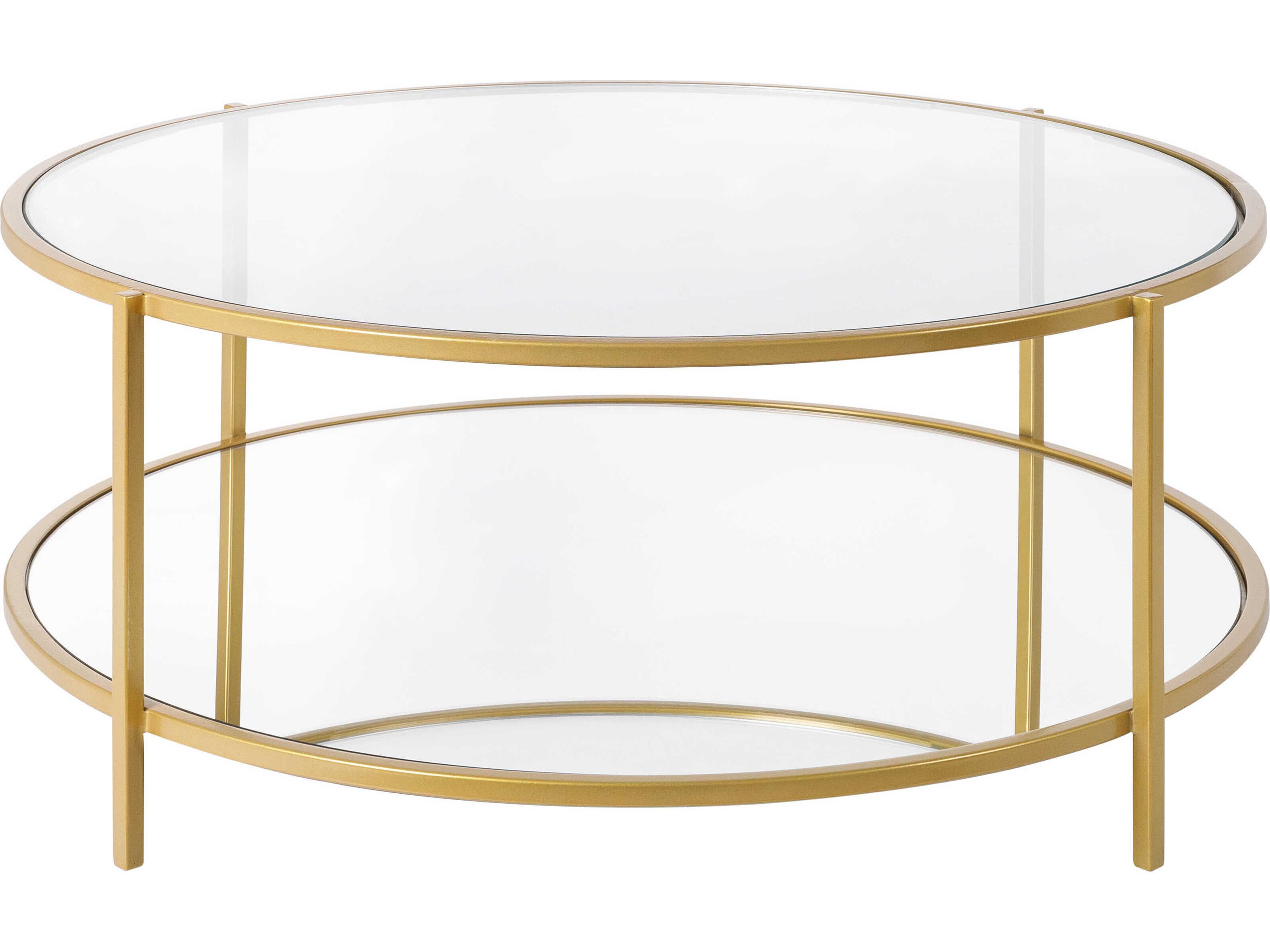 Livabliss by Surya Alecsa Round Glass Clear Gold Coffee Table