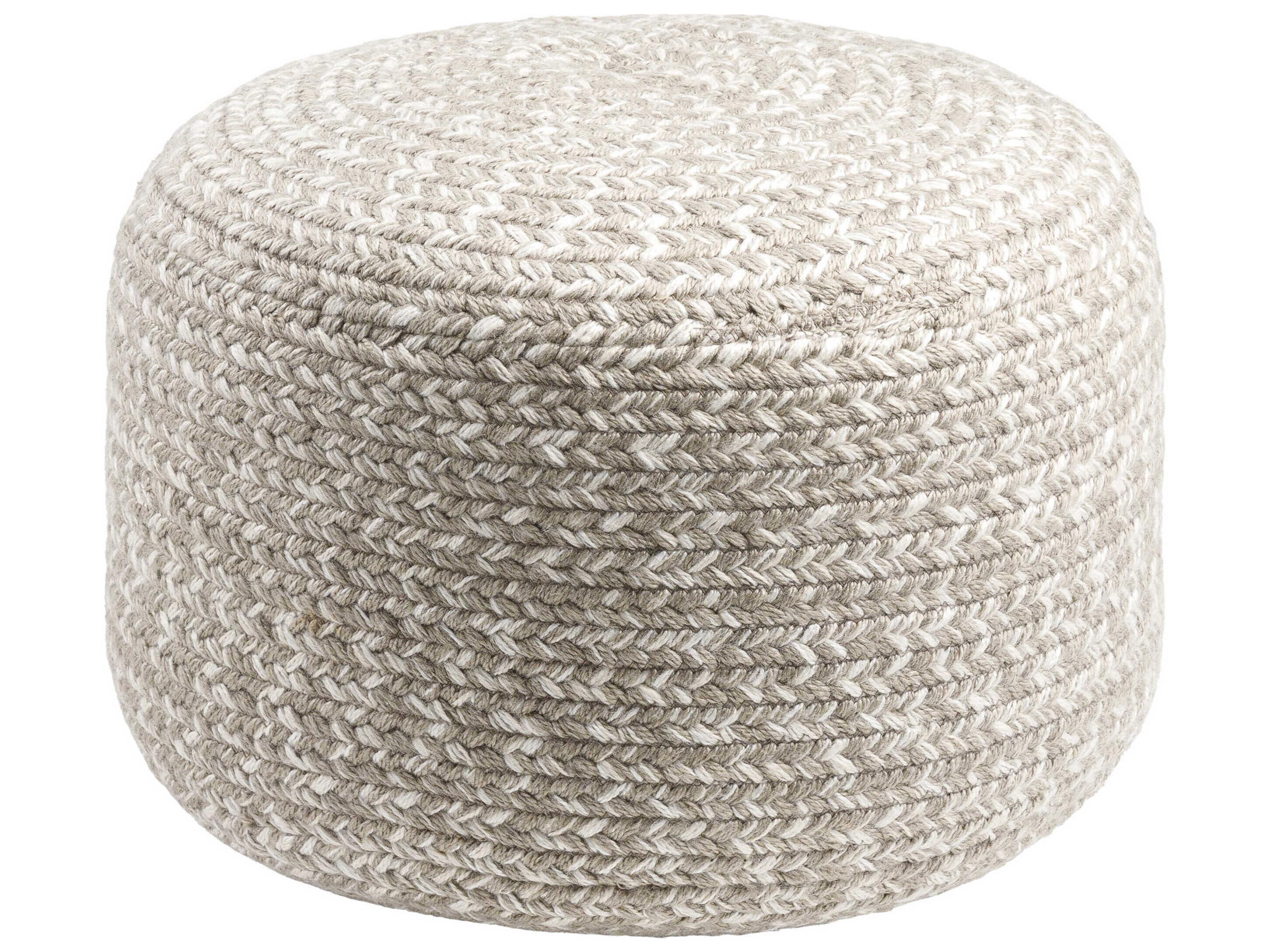 Livabliss by Surya Entwined Beige Upholstered Pouf