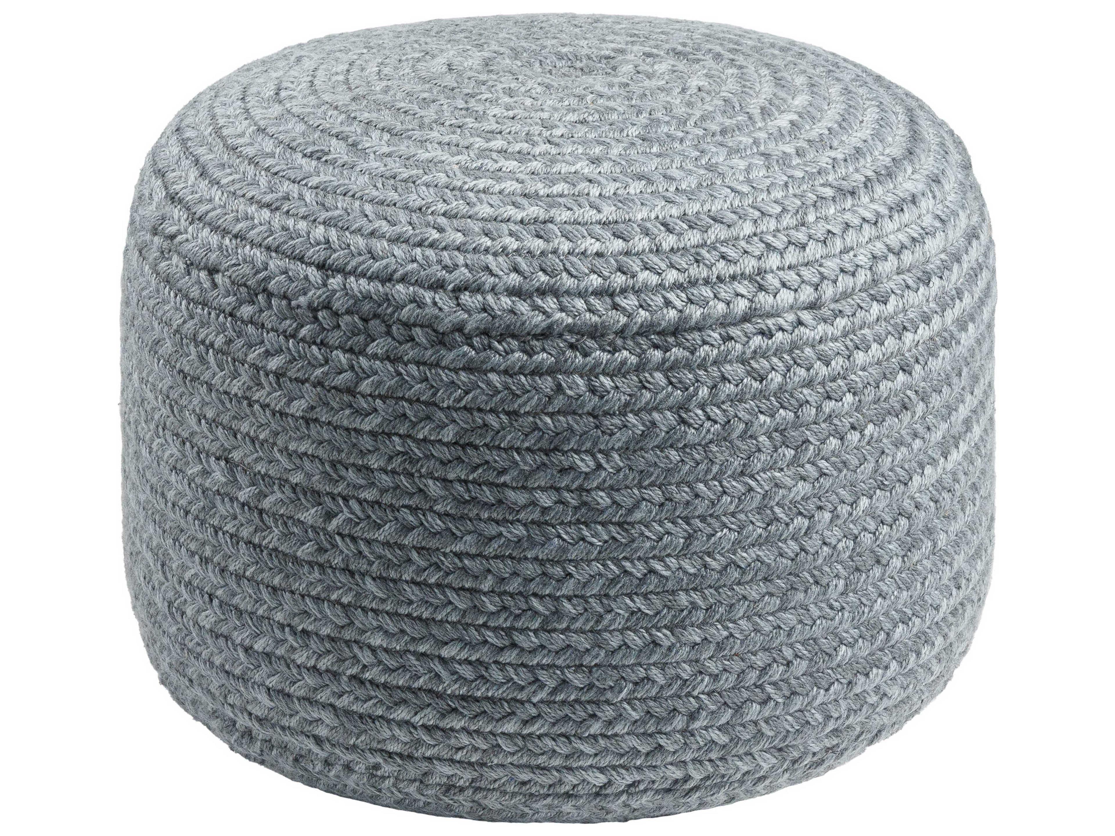 Livabliss by Surya Entwined Charcoal Gray Upholstered Pouf