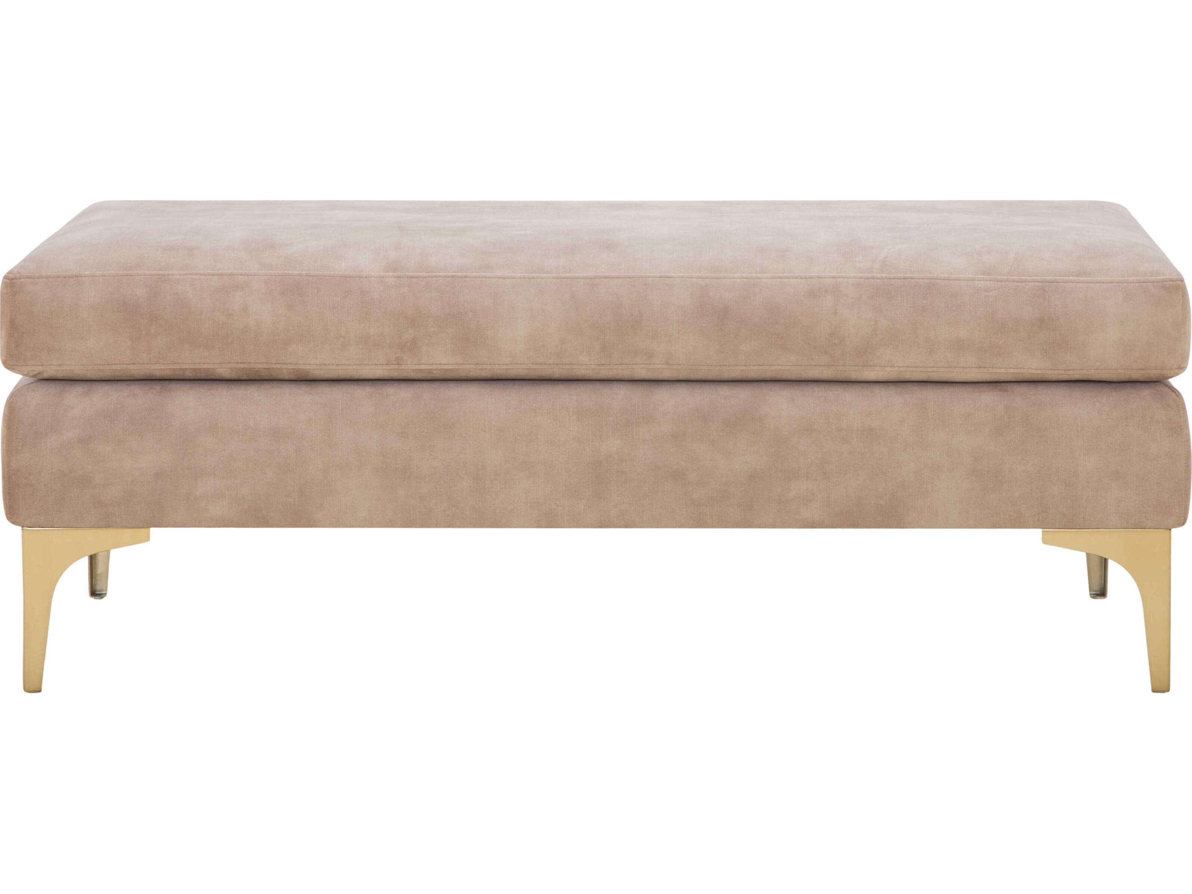Livabliss by Surya Galey Alix Benjamin Metallic Brass Brown Upholstered Dining Bench